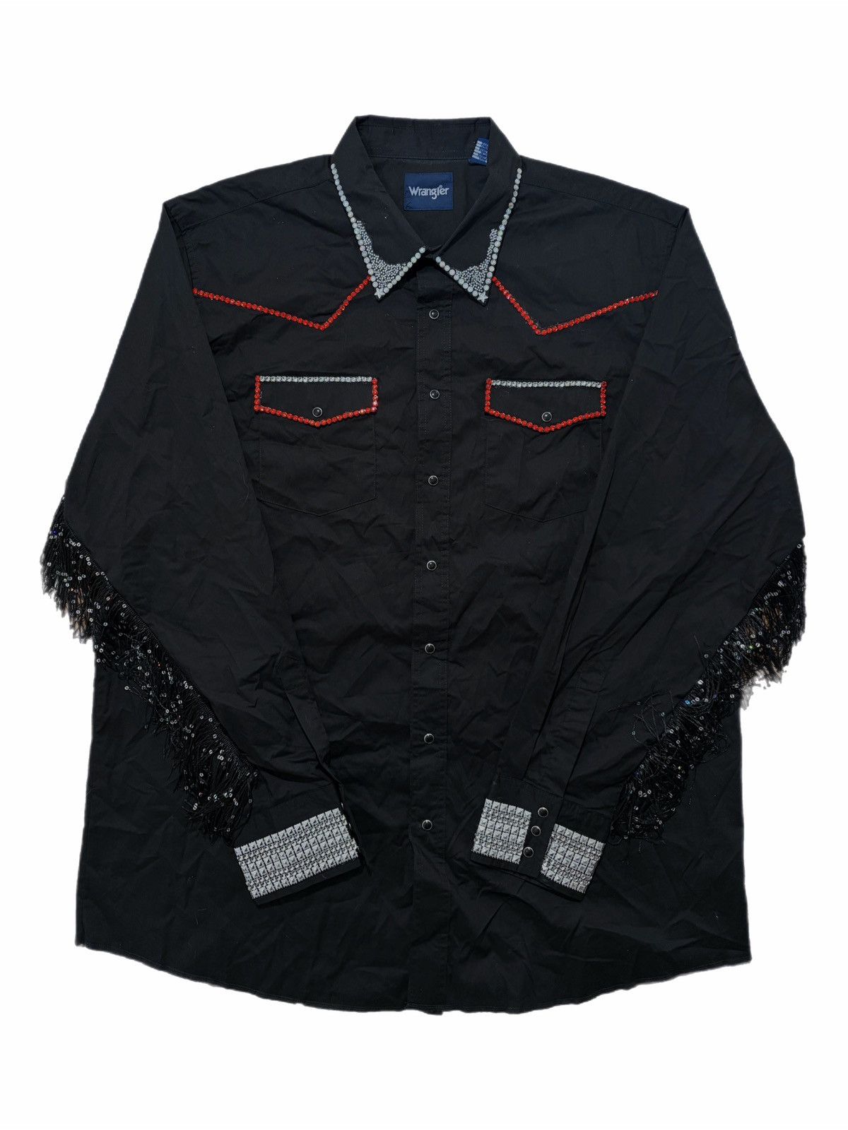 Wrangler Wrangler Shirt Mens 2XLT Western Rhinestone Fringe Snap Size US XXL / EU 58 / 5 - 1 Thumbnail