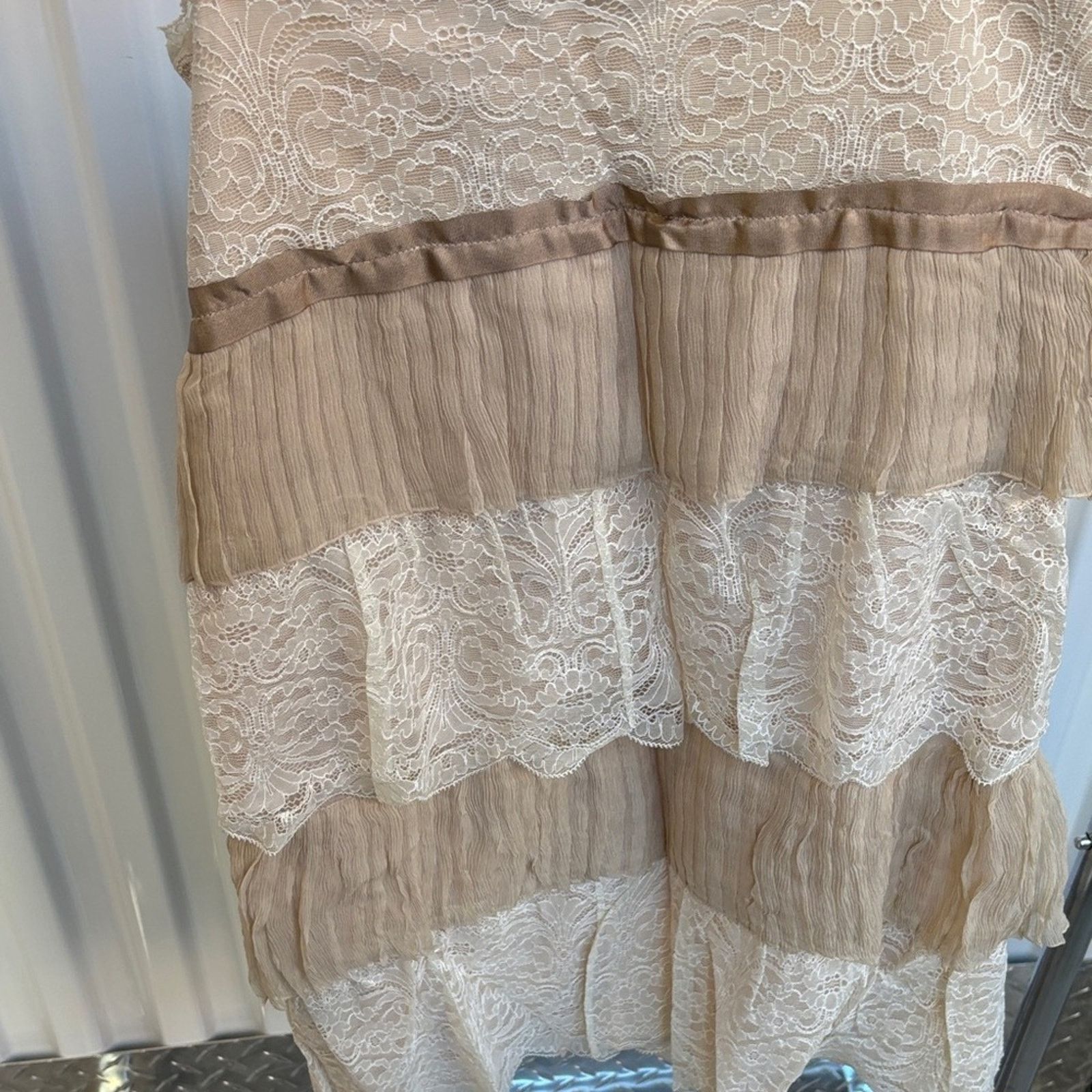 Blumarine NWT Blumarine Cream and Tan Lace Dress Women's Size 10 Size L / US 10 / IT 46 - 9 Thumbnail