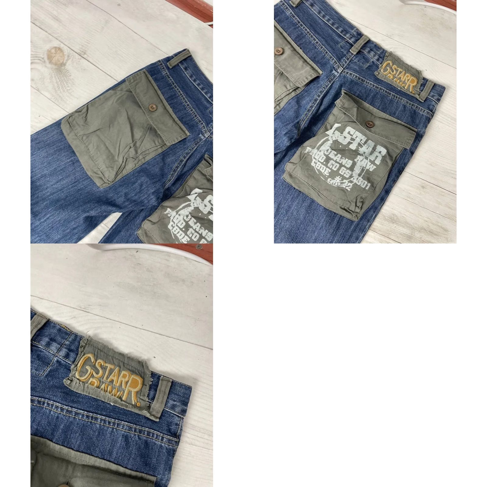 G-Star G-Star Raw Denim Jeans Mens 5-Pocket Patchwork Cargo Straight Blue Size 32 32in Inseam 32cm 41cm 83cm 90s Stars Vintage No N/A Size US 32 / EU 48 - 10 Thumbnail