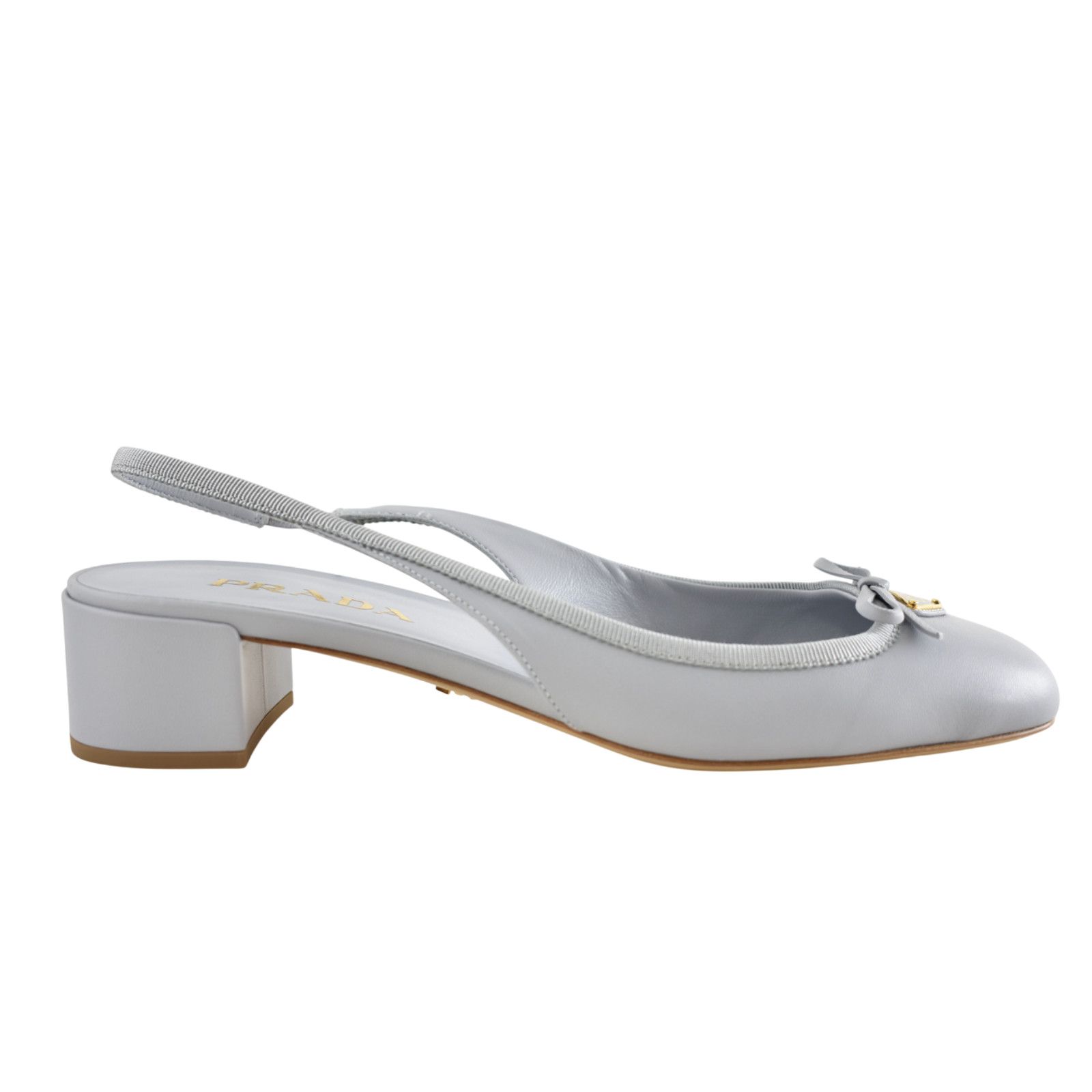 Prada Prada Grey Blue Triangle Logo Bow Slingback Pump 39.5 Size US 9.5 / IT 39.5 - 1 Thumbnail