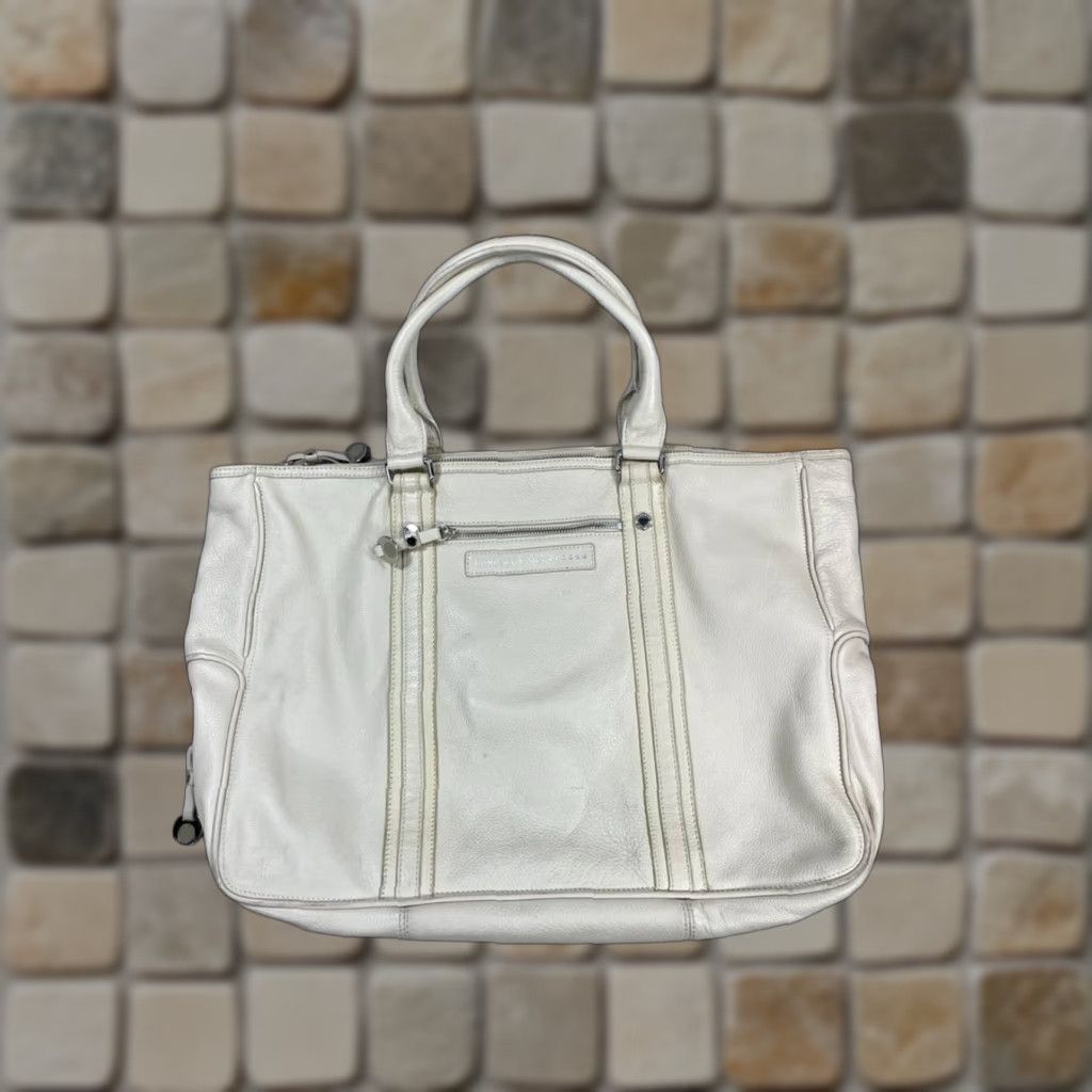 Marc by Marc Jacobs Marc by Marc Jacobs Bags Womens White Leather Outer Zip Pocket Double Handle Size ONE SIZE - 1 Thumbnail