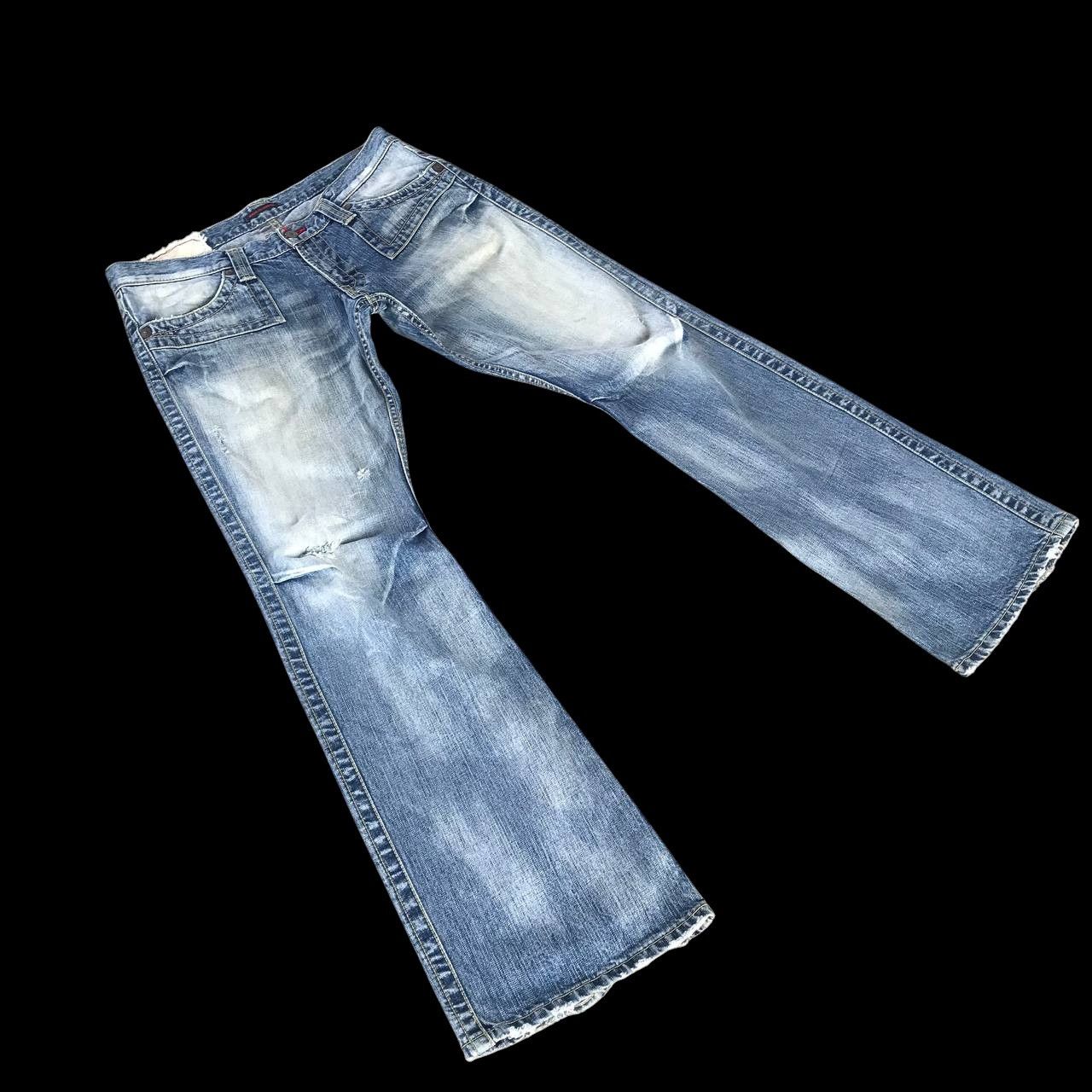 Blue Blue Japan FLARED BLUEWAY JAPAN DISTRESSED LOWRISE DENIM W33x33 Size US 33 - 3 Thumbnail