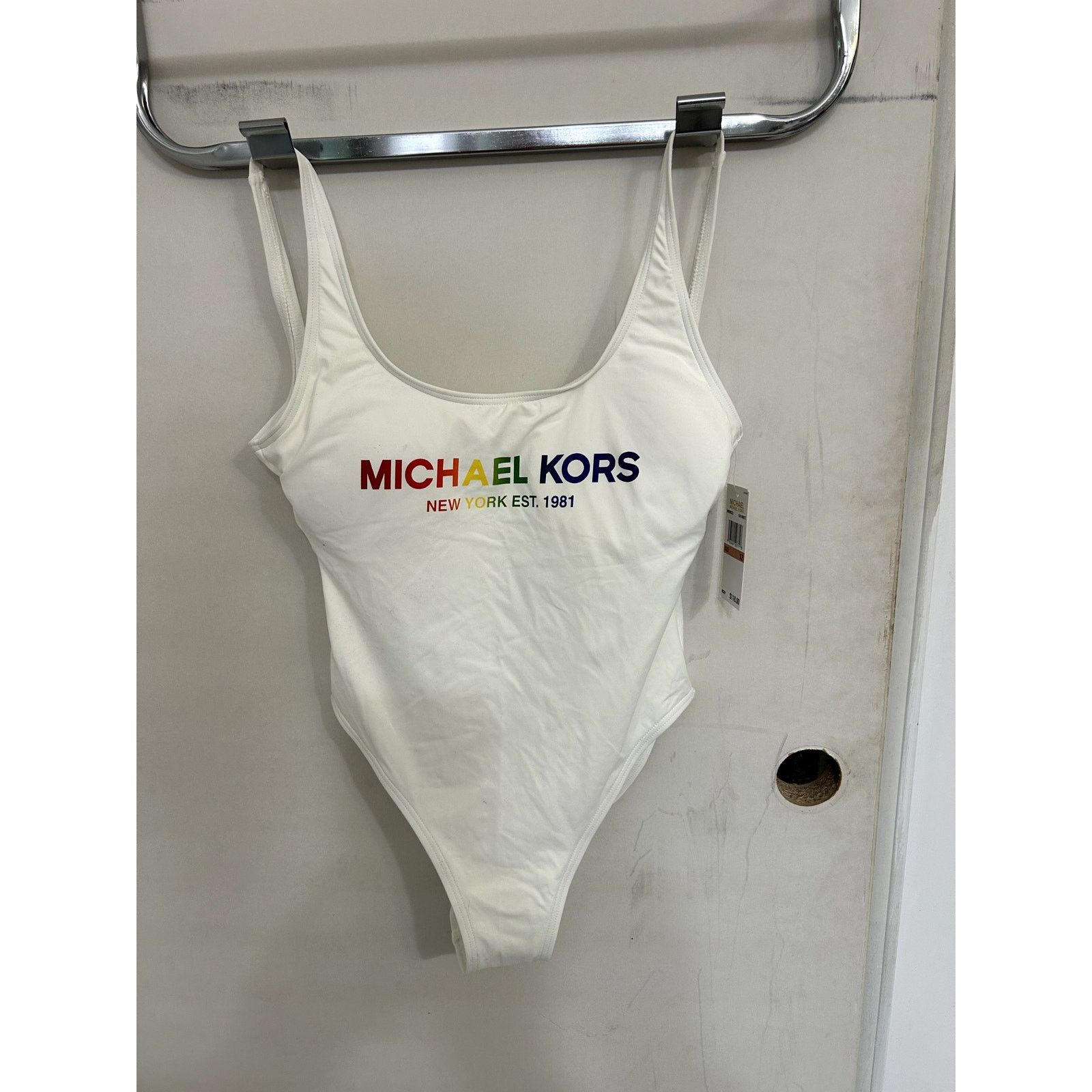 Michael Kors Michael Kors Pride White Bathing Suit Size 12 NWT Size ONE SIZE - 1 Thumbnail