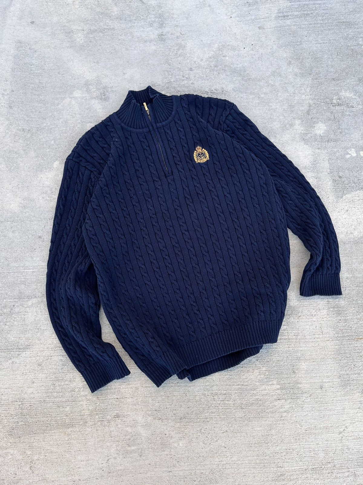 image of Ralph Laurent Knitted Sweater in Navy, Men's (Size XL)