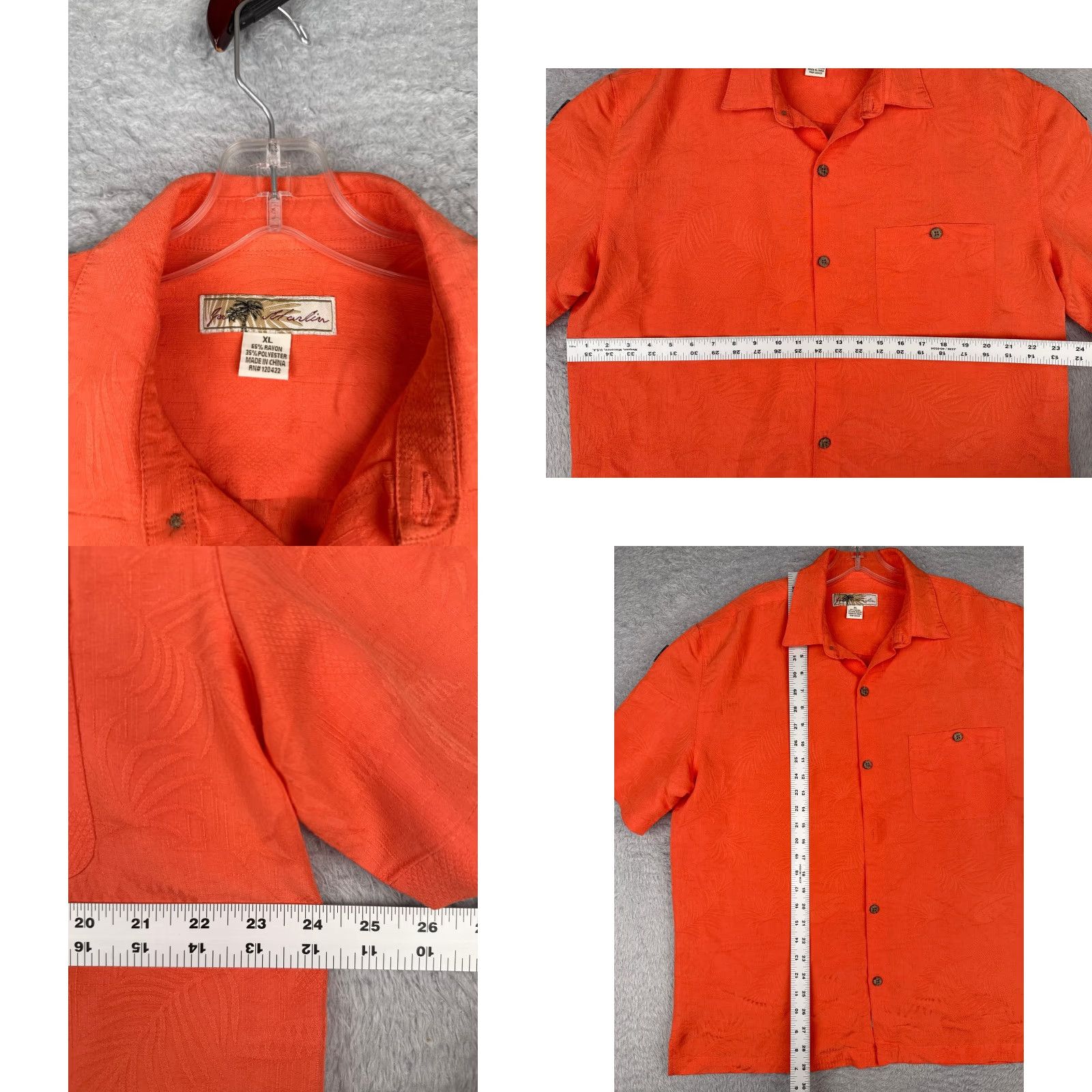 Harley Davidson VINTAGE Joe Marlin Shirt Mens Extra Large Orange Floral Harley Davidson & Flag Patch Button-Up Casual Hawaiian 2XL Mens Size US XXL / EU 58 / 5 - 8 Thumbnail