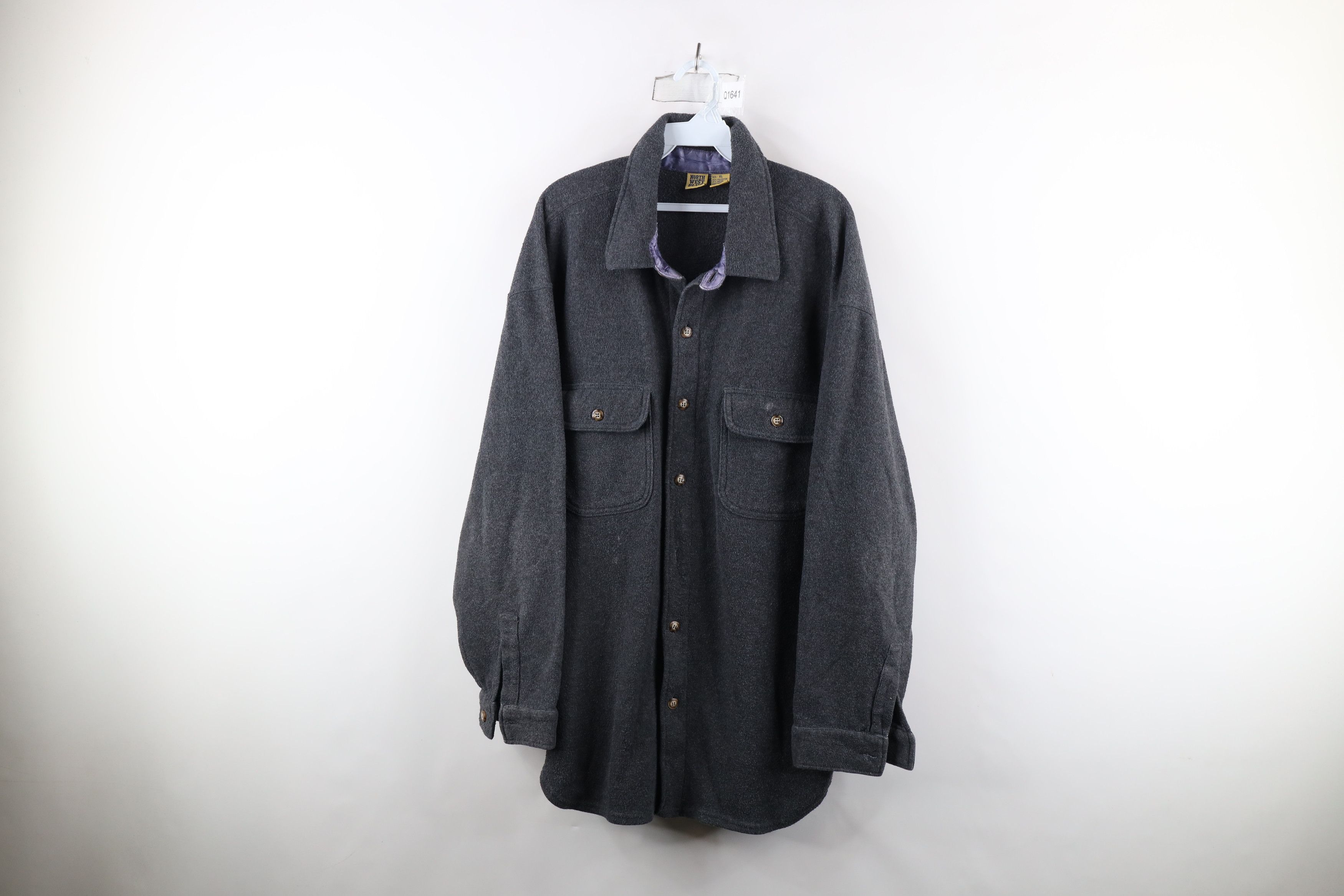Vintage Vintage 90s Streetwear Fleece Collared Button Shirt Jacket Size US XL / EU 56 / 4 - 1 Thumbnail