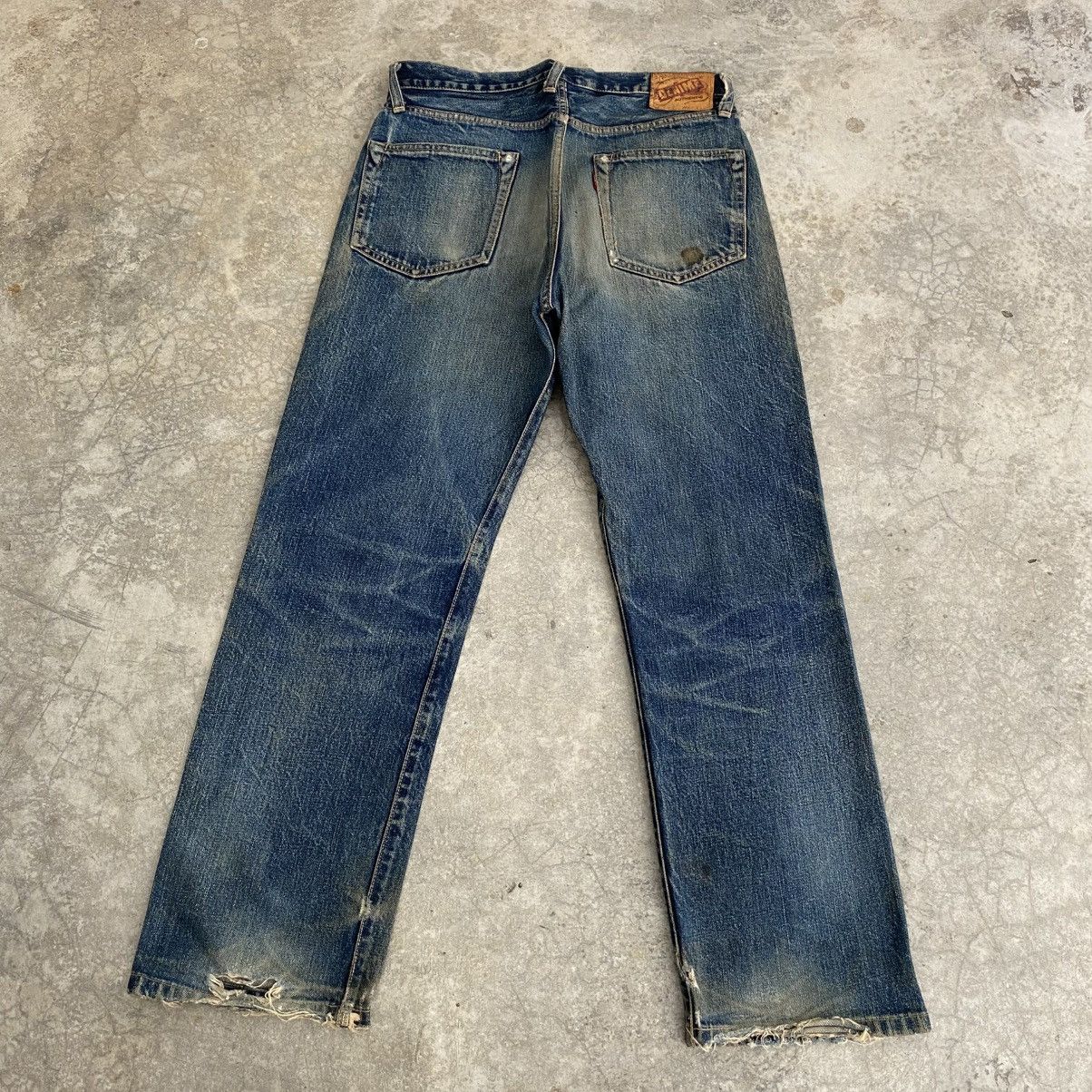 Denime Vintage Denime Japan Faded Blue Distressed Selvedge Jeans Size US 31 - 13 Thumbnail