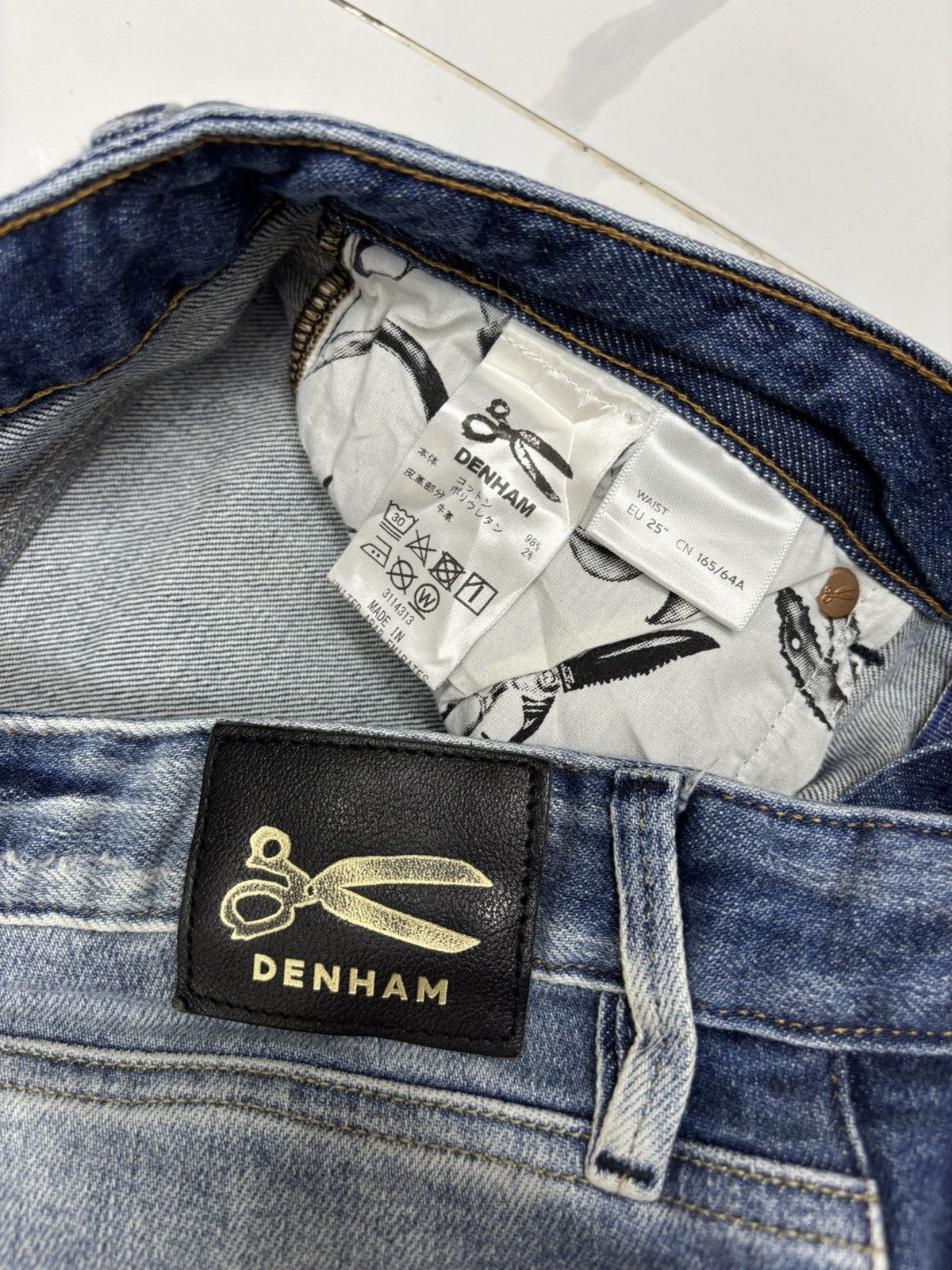 DENHAM Vintage Denham Half Selvedge Patchwork Distressed Denim Jean Size US 29 - 12 Thumbnail