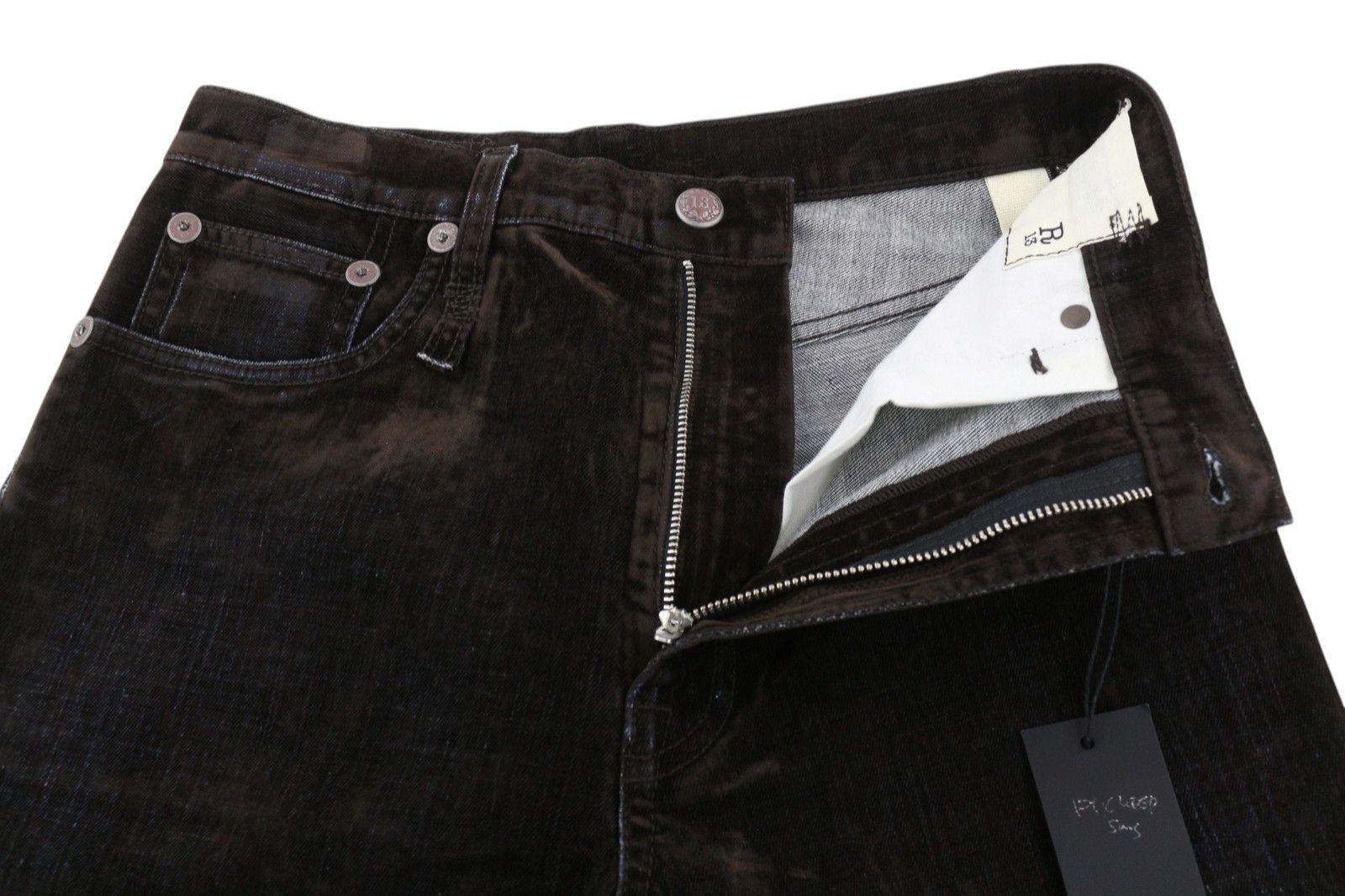 R13 JEAN 27 Flocked Brown High Rise Straight Zip Jeans 85839 Size 27" / US 4 / IT 40 - 4 Thumbnail