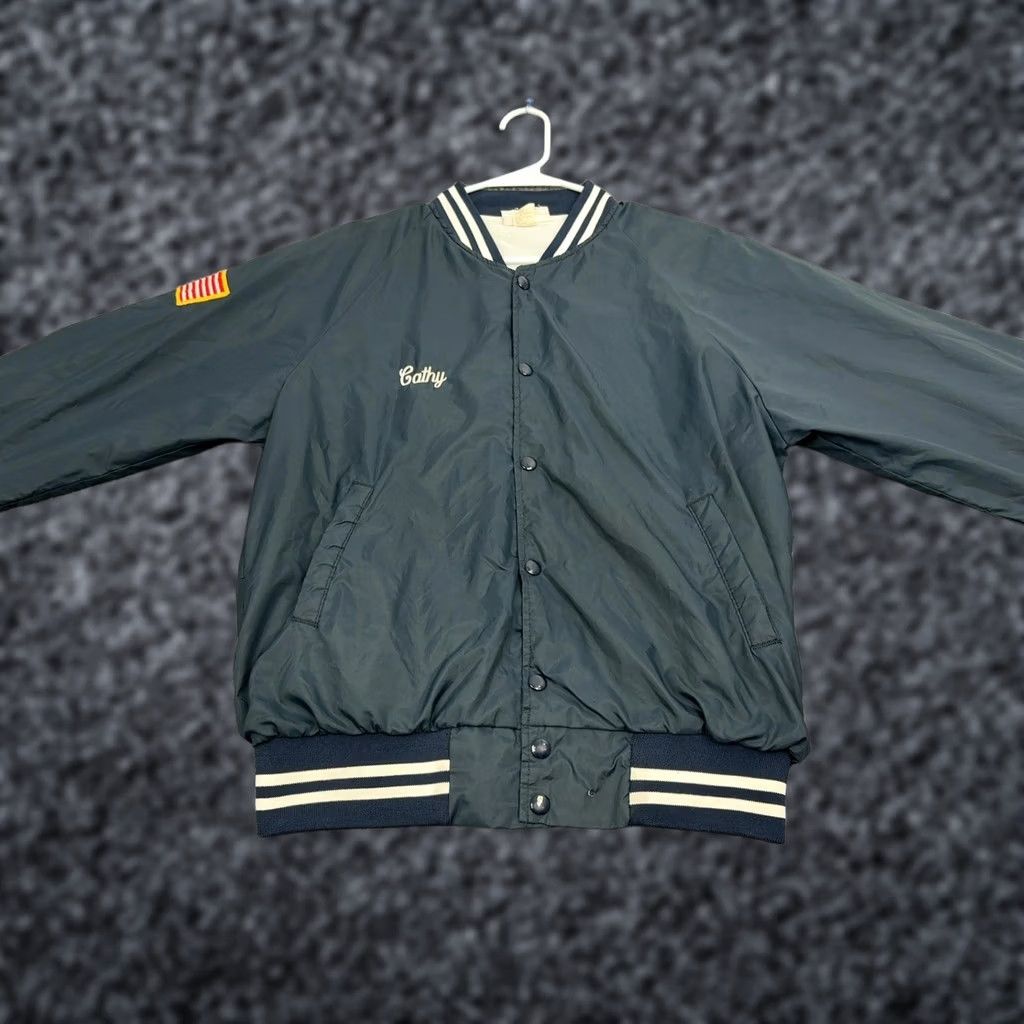 Springfield VINTAGE Hartwell USPS Bomber Jacket Mens M Navy Blue Casual Workwear 46 in Chest Stand-Up Collar Embroidered Eagle Logo Springfield MA Mens Size US M / EU 48-50 / 2 - 1 Thumbnail