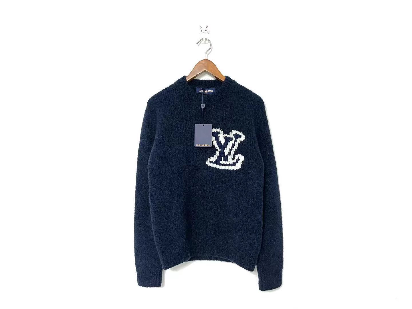 Louis Vuitton Blue Knit Sweater with Logo - Size L Size US L / EU 52-54 / 3 - 1 Thumbnail