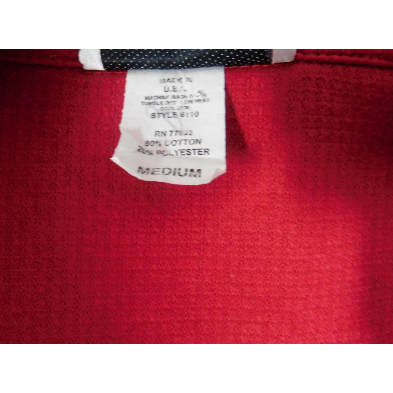 Vintage Ariel Jacket Womens Medium Red Button Down Cotton Knit with Pockets Embroidered Collared Basic Jacket Size M / US 6-8 / IT 42-44 - 6 Thumbnail