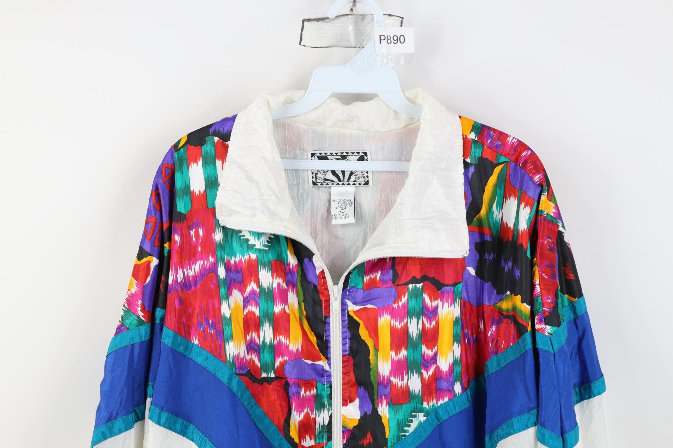 Vintage Vintage 90s Streetwear Rainbow Lined Windbreaker Jacket Size L / US 10 / IT 46 - 2 Thumbnail