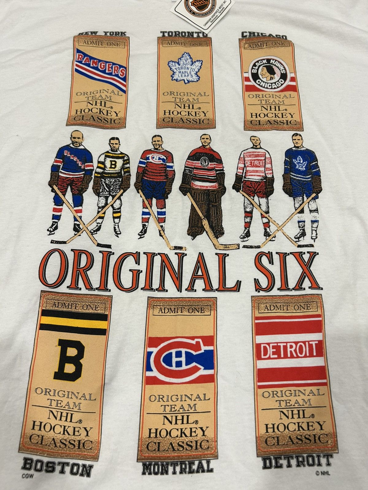 Hanes × NHL × Vintage Vintage NHL Original 6 T Shirt By Hanes Rare 90s XXL Size US XXL / EU 58 / 5 - 2 Thumbnail