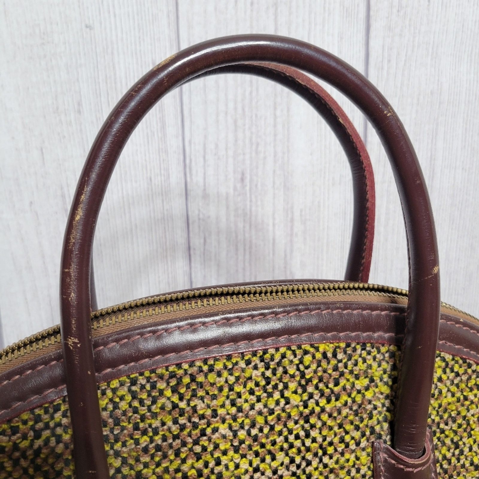 Mark Cross Vintage 50s Mark Cross Satchel in Green Hand-Loomed Tweed Size ONE SIZE - 6 Thumbnail