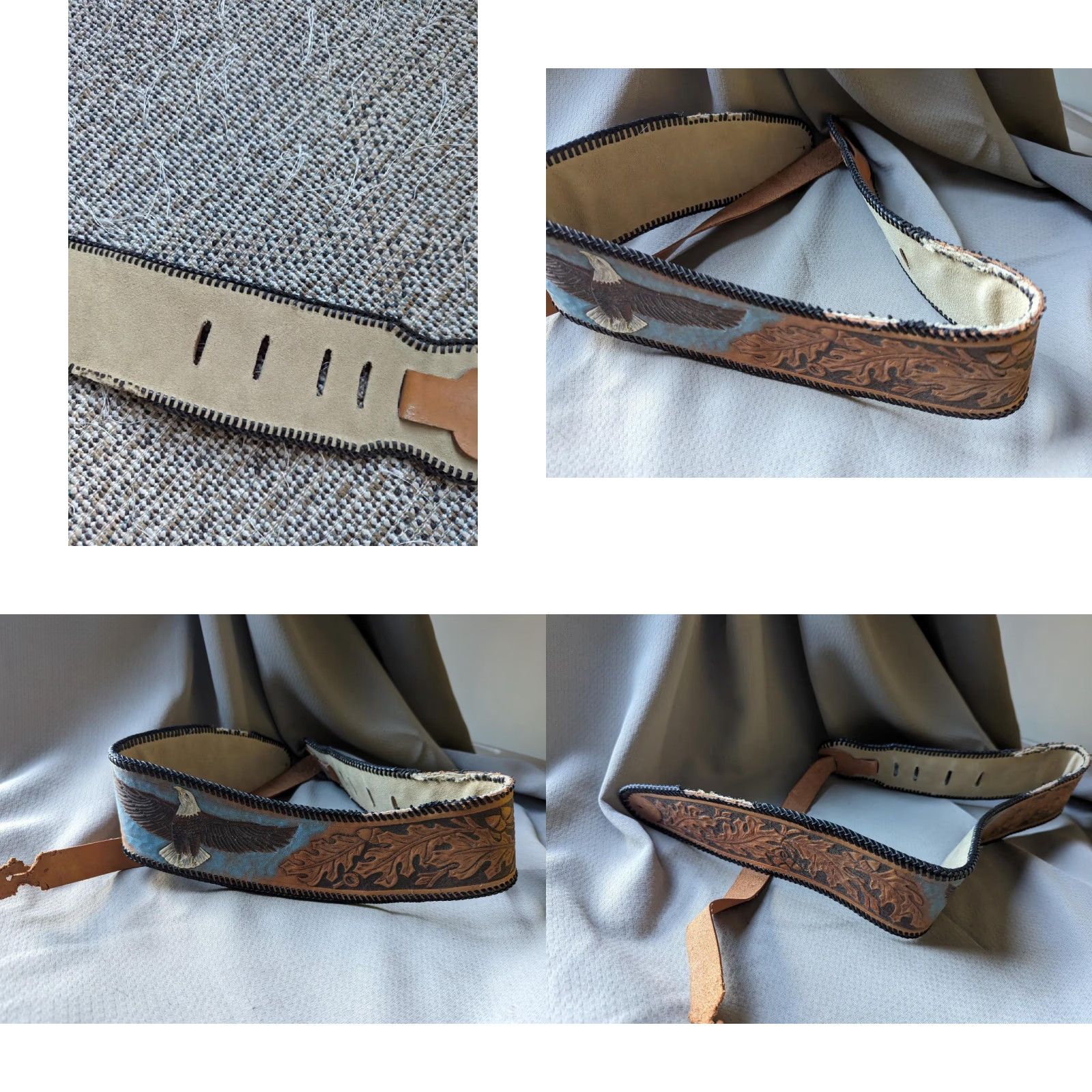 Vintage VINTAGE handcrafted EAGLE belt XL 3.25" wide leather brown tooled western belt Men XS-? Size ONE SIZE - 8 Thumbnail