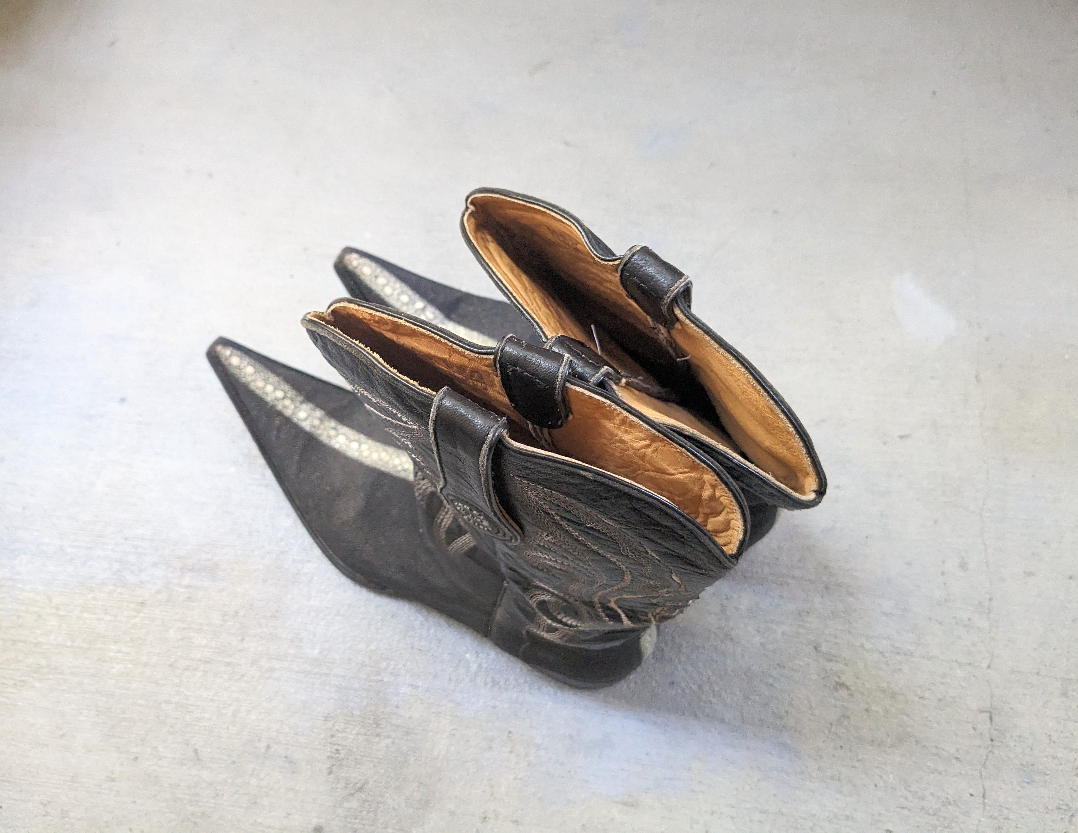 Vintage Black Stingray Cowboy Boots Leather 9.5 Botas Mexico Size US 9.5 / EU 42-43 - 15 Thumbnail