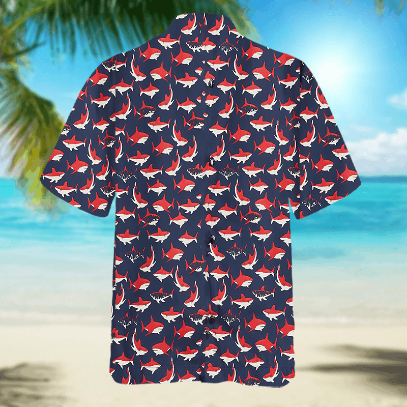 The Unbranded Brand Shark Print Cotton Short Sleeve Shirt Size US S / EU 44-46 / 1 - 4 Thumbnail