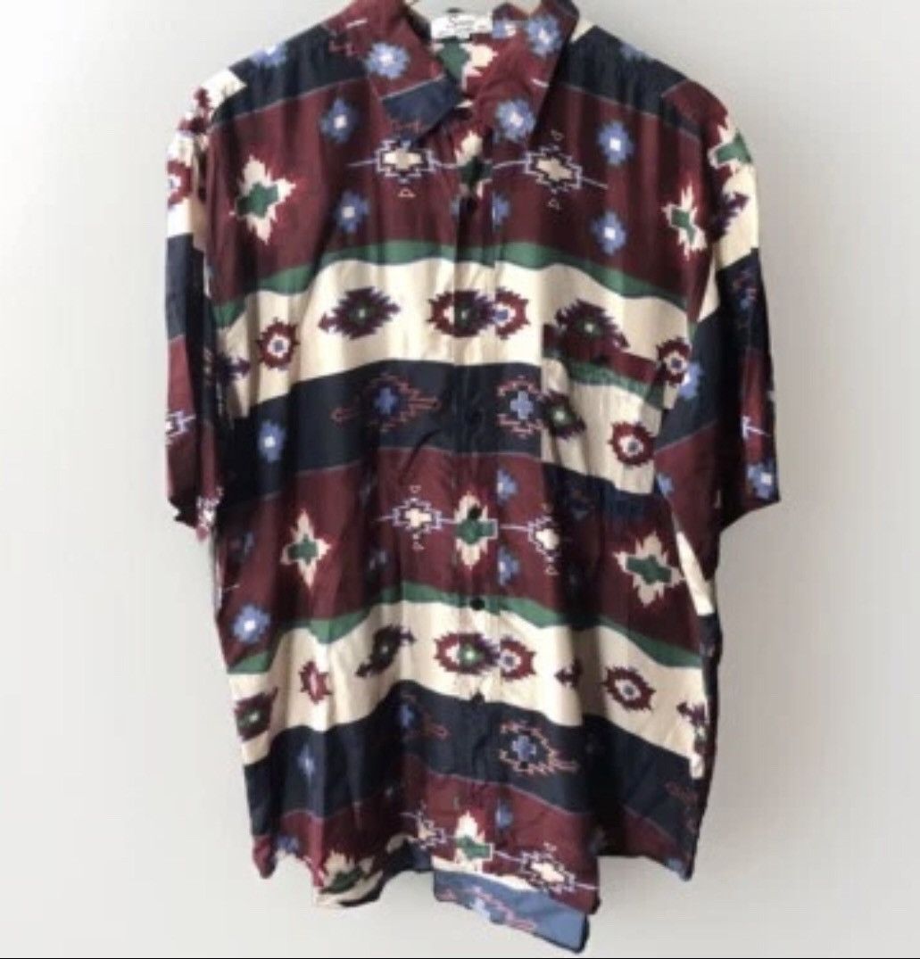 Vintage Silk Shirt | Unique Abstract Print | Men’s Short Sleeve XL Size US XL / EU 56 / 4 - 3 Thumbnail