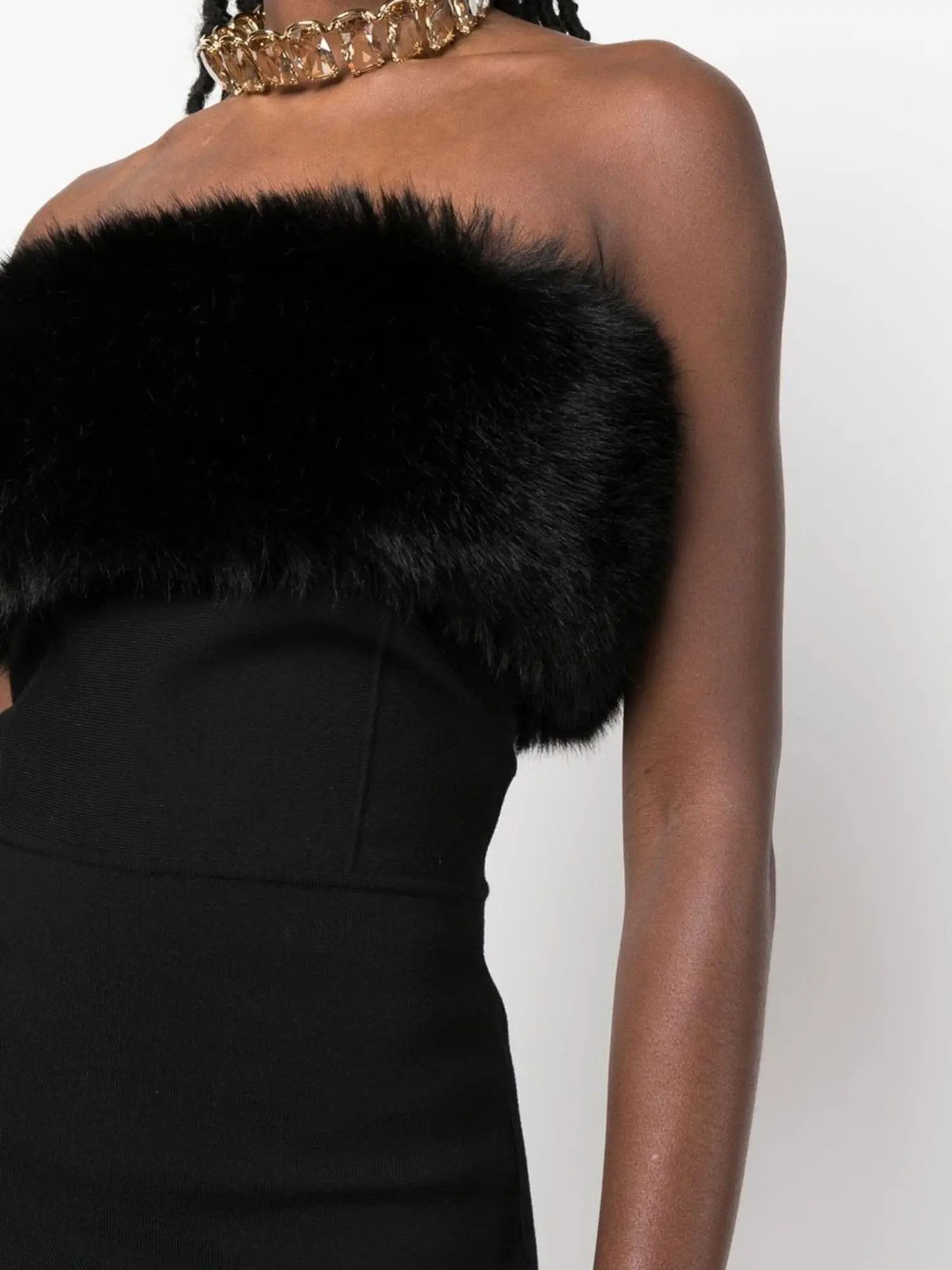 Saint Laurent Paris o1s1wg110924 Strapless Dress in Wool in Black Size XL / US 12-14 / IT 48-50 - 4 Thumbnail
