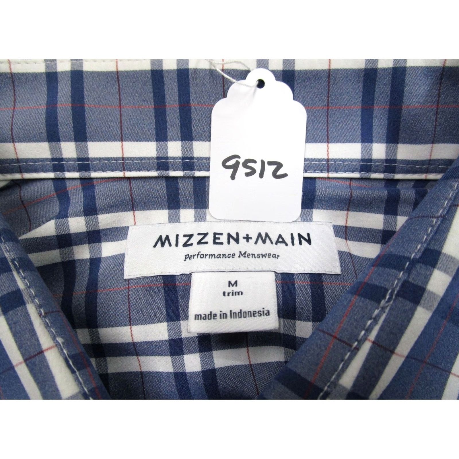 Mizzen+Main Mizzen+Main Shirt Men Medium Blue Plaid Performance Slim Long Sleeve Button-Up Casual Size US M / EU 48-50 / 2 - 8 Thumbnail