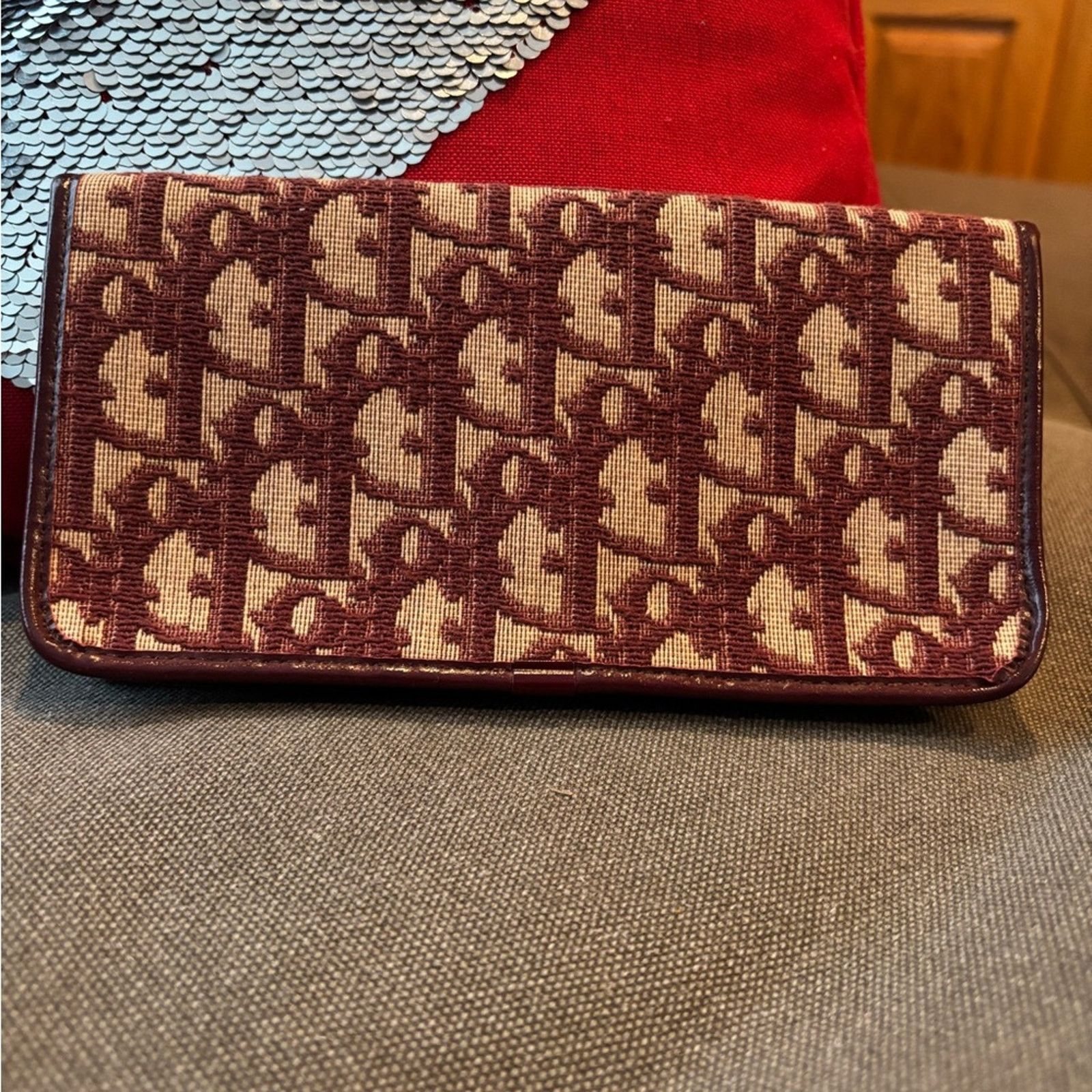Dior Dior Trotter vintage Burgundy Monogram Clutch wallet Size ONE SIZE - 3 Thumbnail