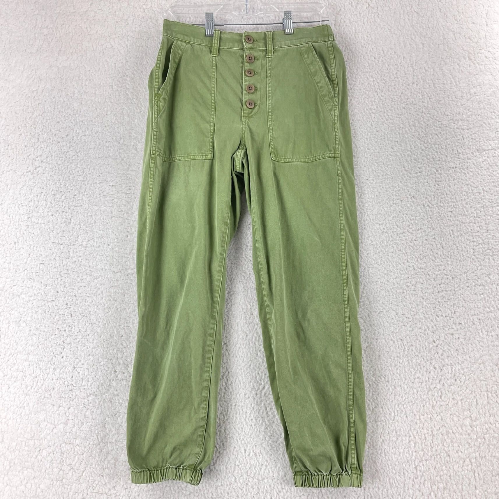 Madewell Madewell Green Button Front Tapered Jogger Pants Womens Size 26 Mid-Rise Casual Shirt Size 26" / US 2 / IT 38 - 2 Thumbnail
