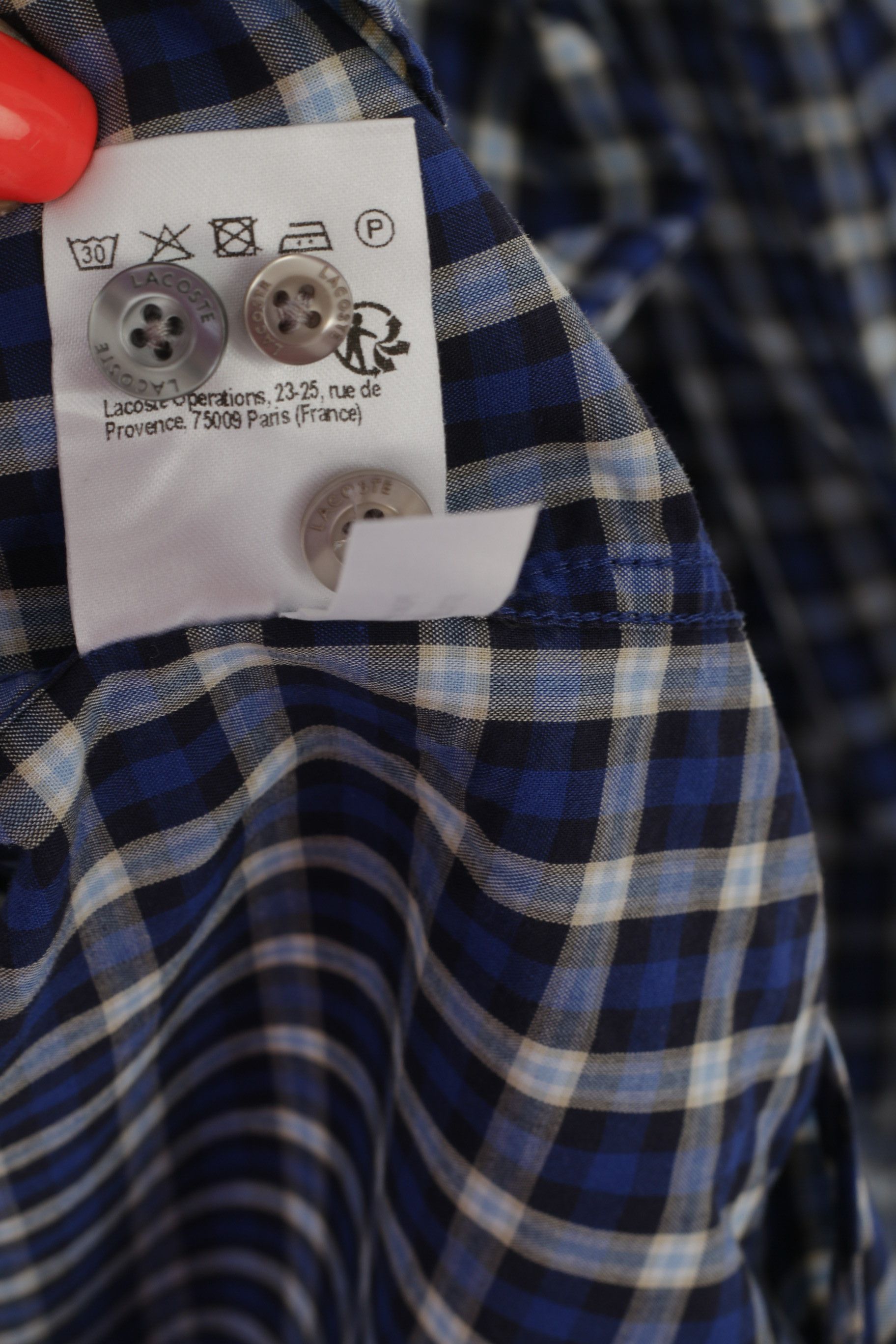 Lacoste Lacoste Men 39 S/M Casual Shirt Blue Check Cotton 9644 Size US S / EU 44-46 / 1 - 4 Thumbnail