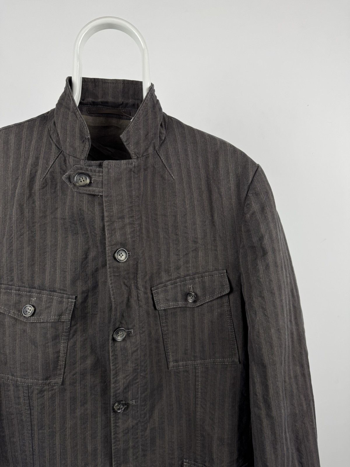 Urban Classics Luigi Morini Blue Safari Blazer Military Style Zip Jacket Size 54R - 3 Thumbnail