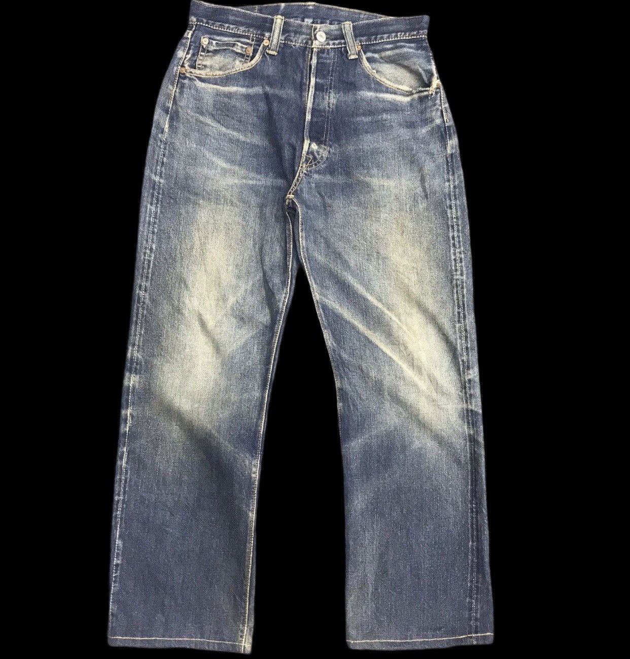 Warehouse 💥THRASHED💥WAREHOUSE SPECIAL Thrashed Selvedge Jeans Size US 29 - 1 Thumbnail
