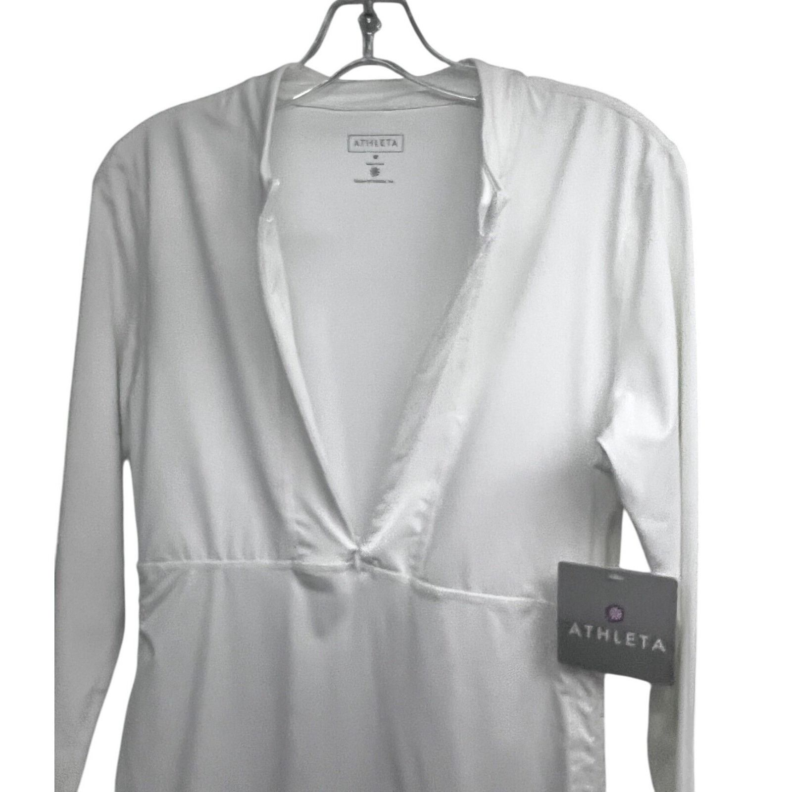 Athleta Athleta White Half Zip Ruched Guard Long Top Shirt M New Size M / US 6-8 / IT 42-44 - 3 Thumbnail