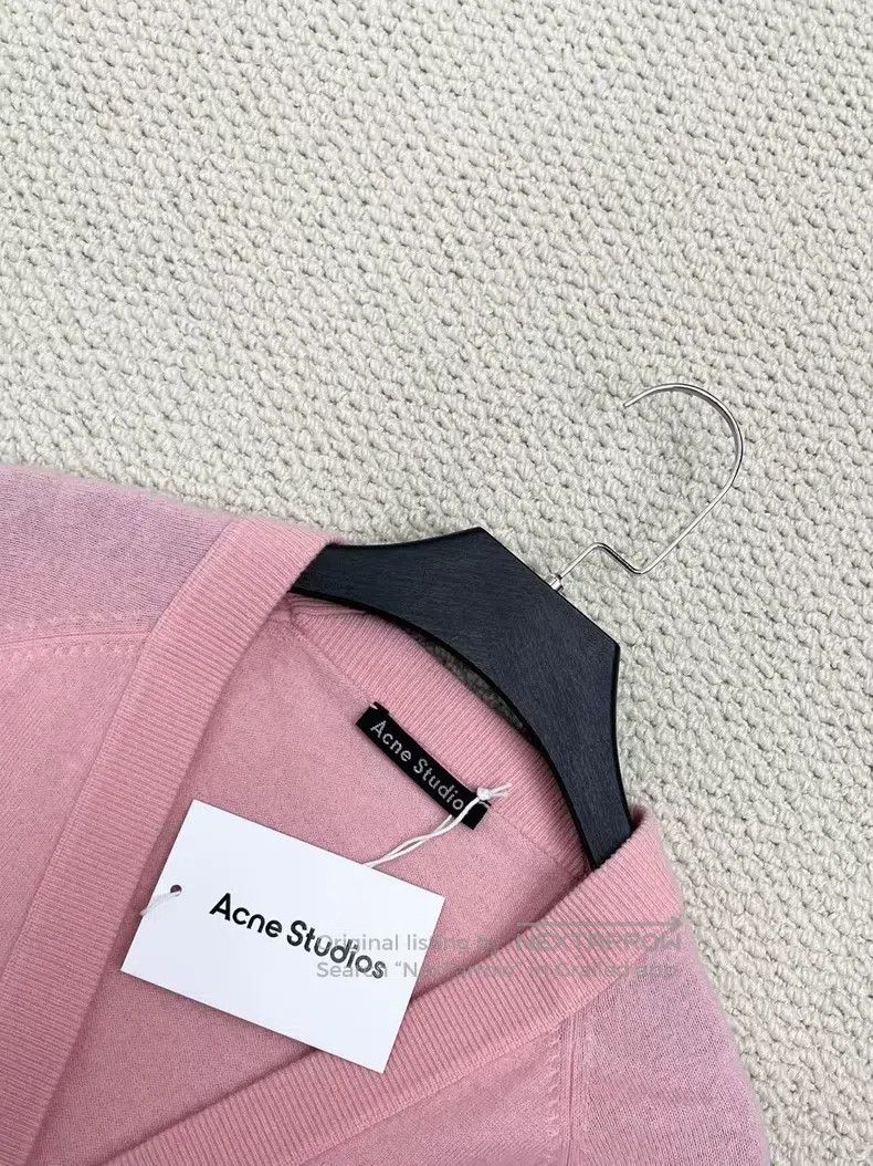 Acne Studios Acne Studios Pink Smiley Logo Wool Knit Cardigan Jacket Size XS / US 0-2 / IT 36-38 - 4 Thumbnail