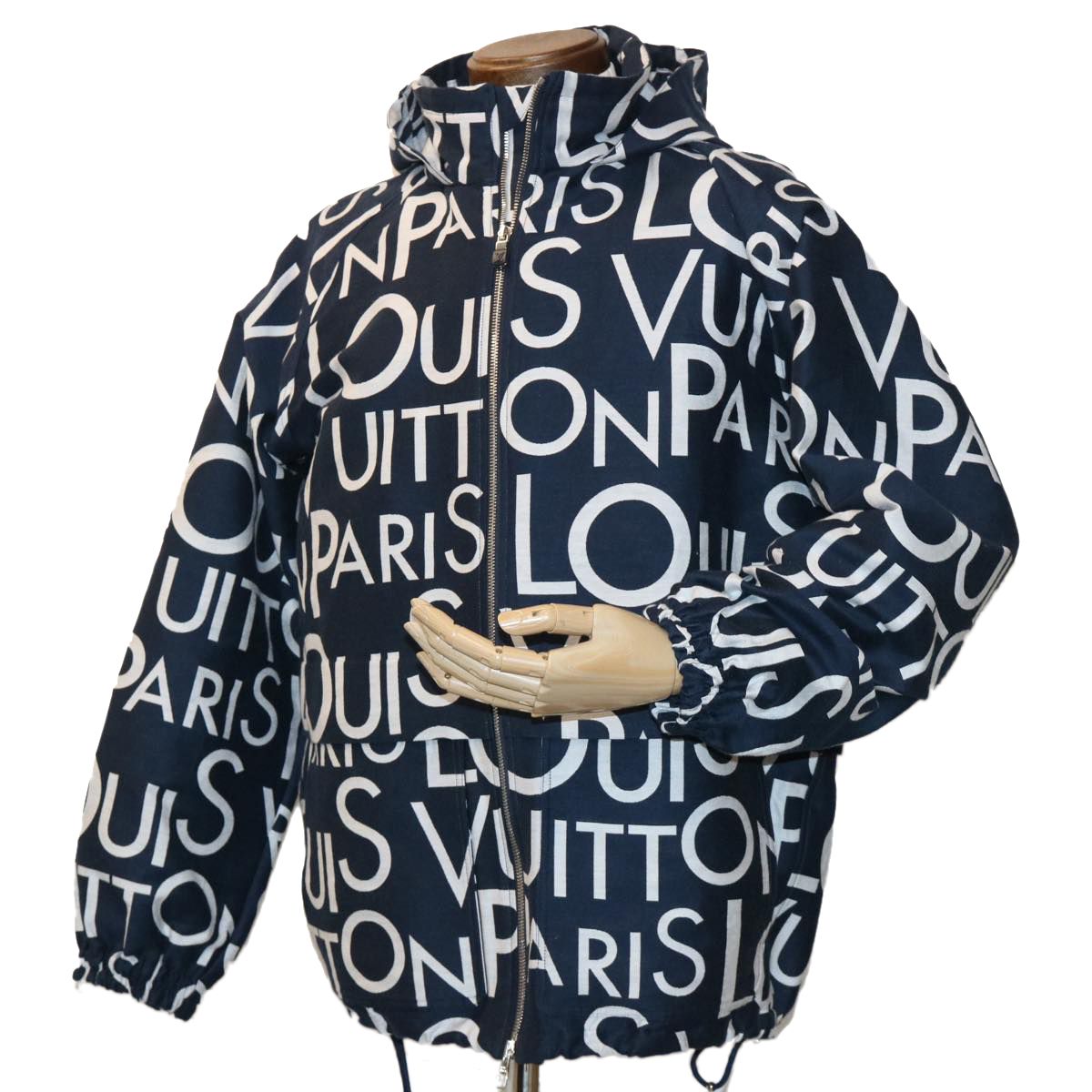 Louis Vuitton LOUIS VUITTON Hoodie Galaxy Packable Logo Jacket 19SS Navy  White LV Auth ak192