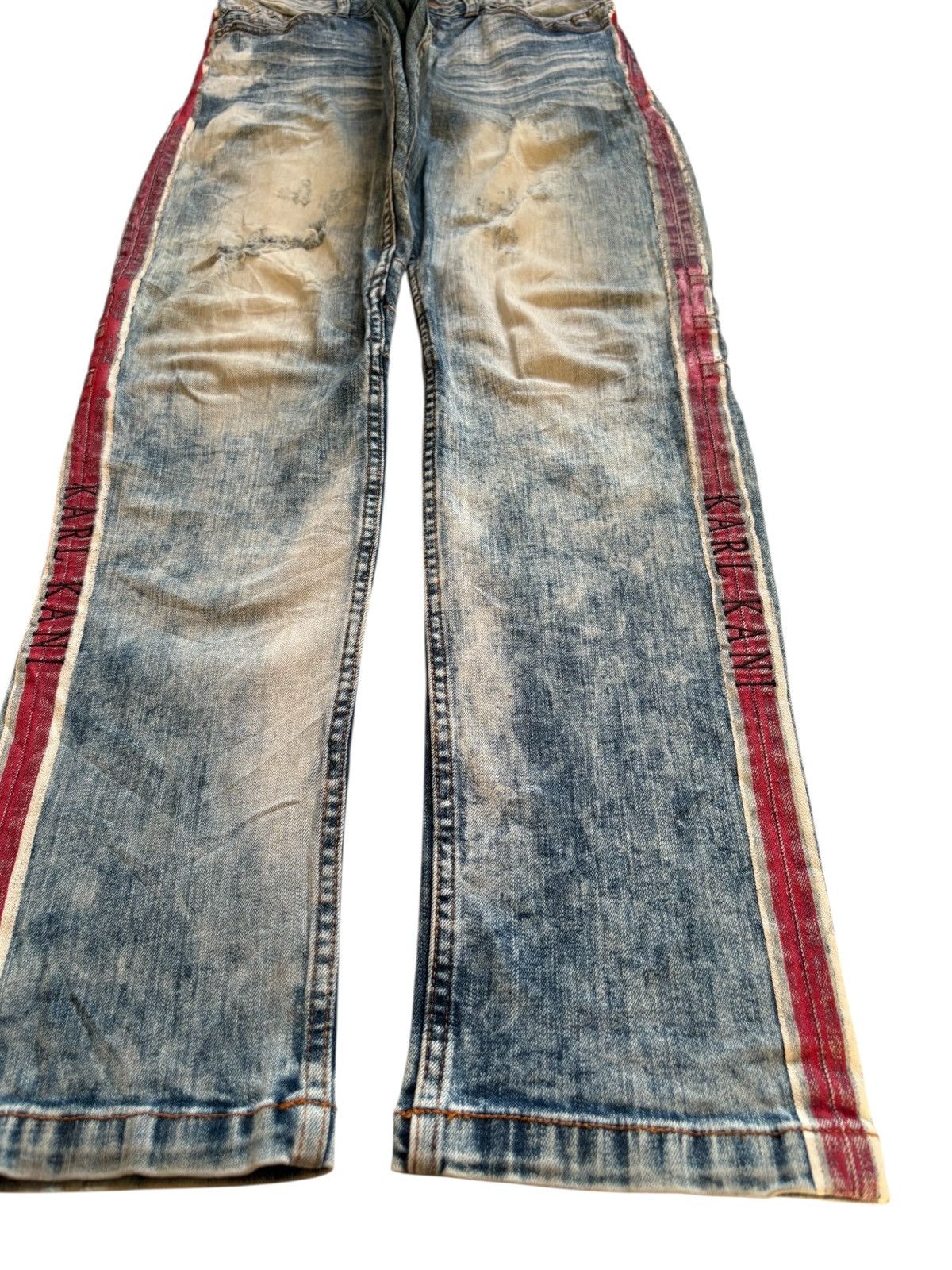 Designer × Karl Kani Vintage Karl Kani Painted Bleached Distressed Ripped Jeans Size US 30 / EU 46 - 7 Thumbnail