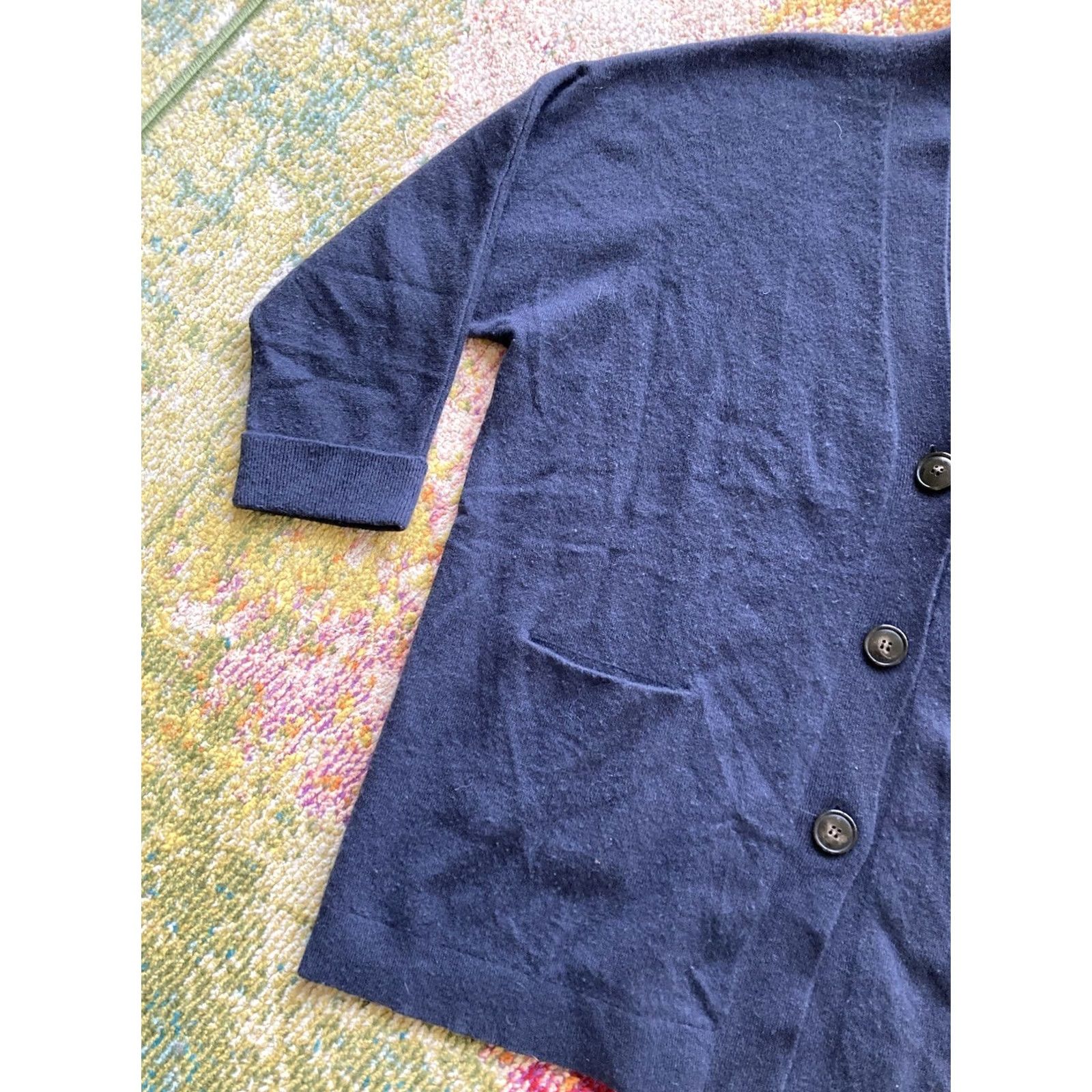 Vintage Hemisphere Cardigan Sweater Womens Medium V-Neck Blue 100% Cashmere Pockets Classic Knit Shirt/Top Size M / US 6-8 / IT 42-44 - 2 Thumbnail