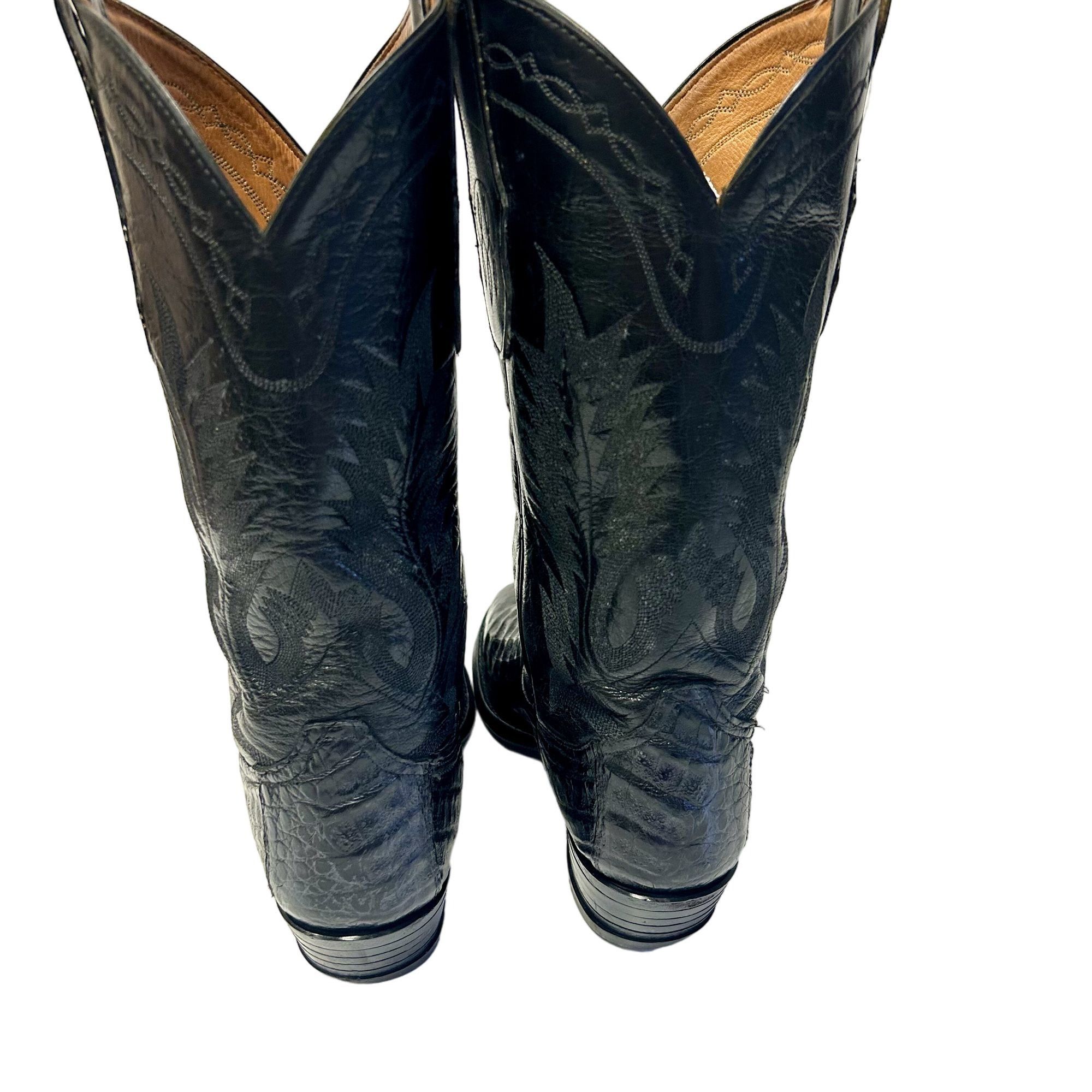 Tony Lama Vtg Tony Lama Black EXOTIC Leather Cowboy Western Boots Size US 9.5 / EU 42-43 - 5 Thumbnail