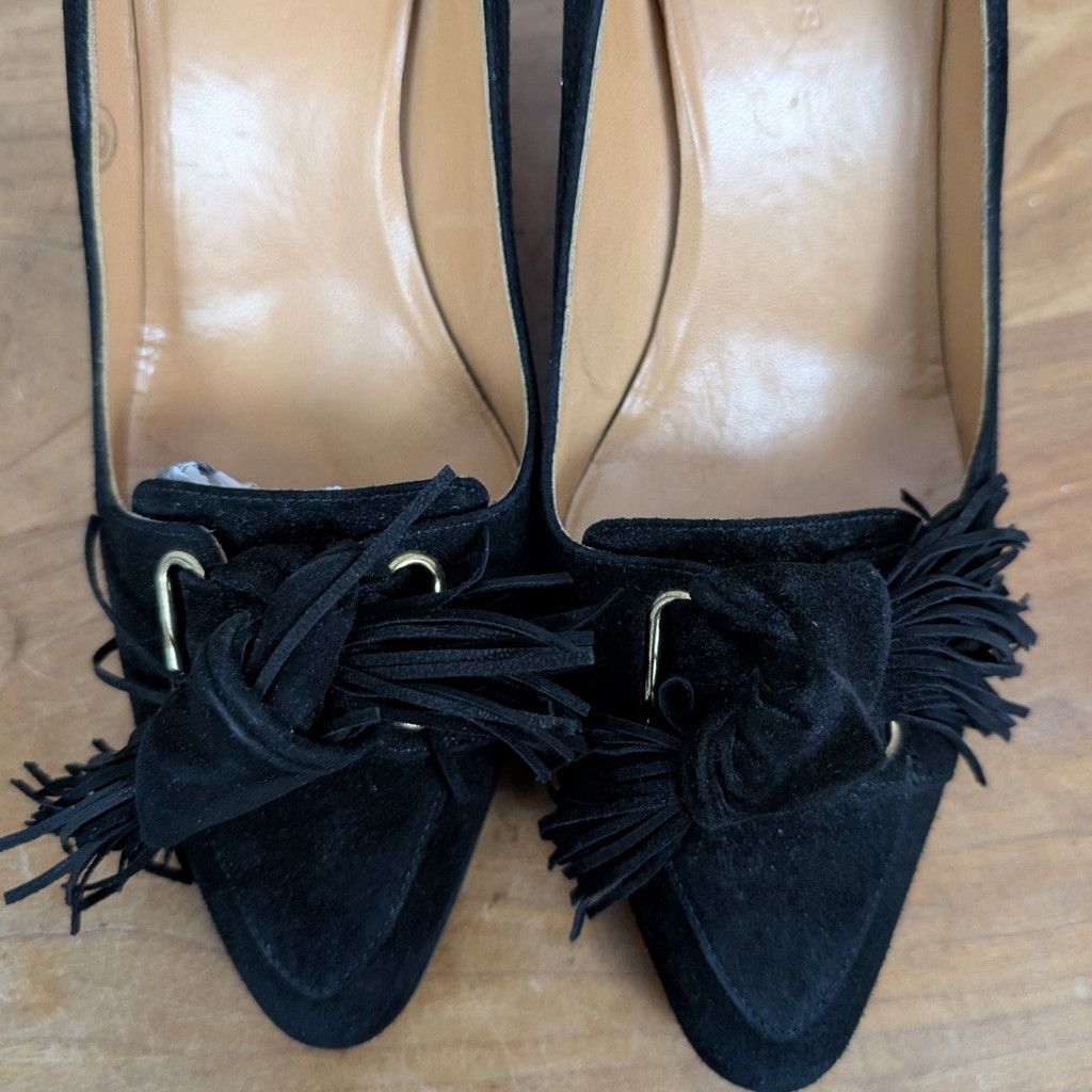 Hermes Hermes Black Suede Fringe Tie Front Heels Size 37 Size US 7 / IT 37 - 4 Thumbnail