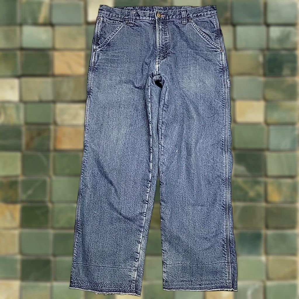 Wrangler Wrangler Jeans Men 34x34 (34x30) Blue Denim Lined Baggy Carpenter Cargo Workwear Size US 34 / EU 50 - 1 Thumbnail