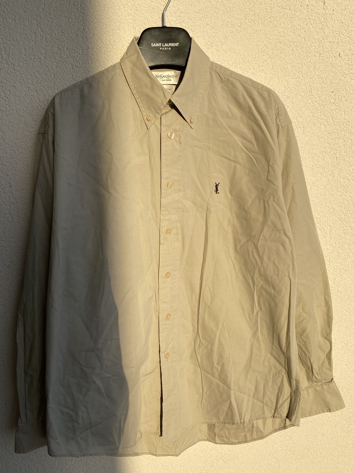 Yves Saint Laurent Cotton YSL Shirt Beige Size US L / EU 52-54 / 3 - 13 Thumbnail