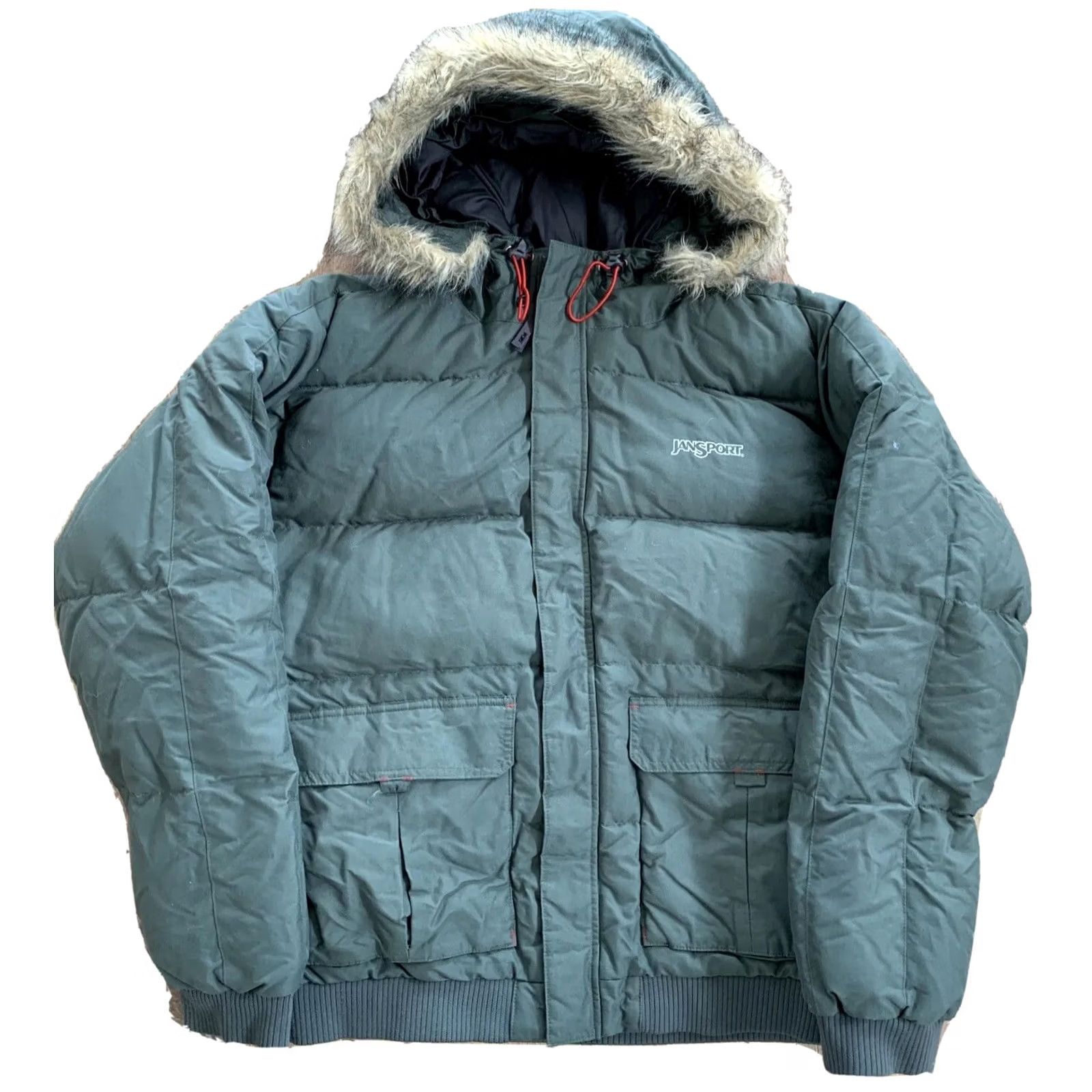Jansport VINTAGE Jansport Army Green Hooded Faux Fur Trim Down Hooded Puffer Jacket Coat Mens XL Parka Fur Trim Army Theme Heavyweight Winter Coat Mens XL Size US XL / EU 56 / 4 - 2 Thumbnail