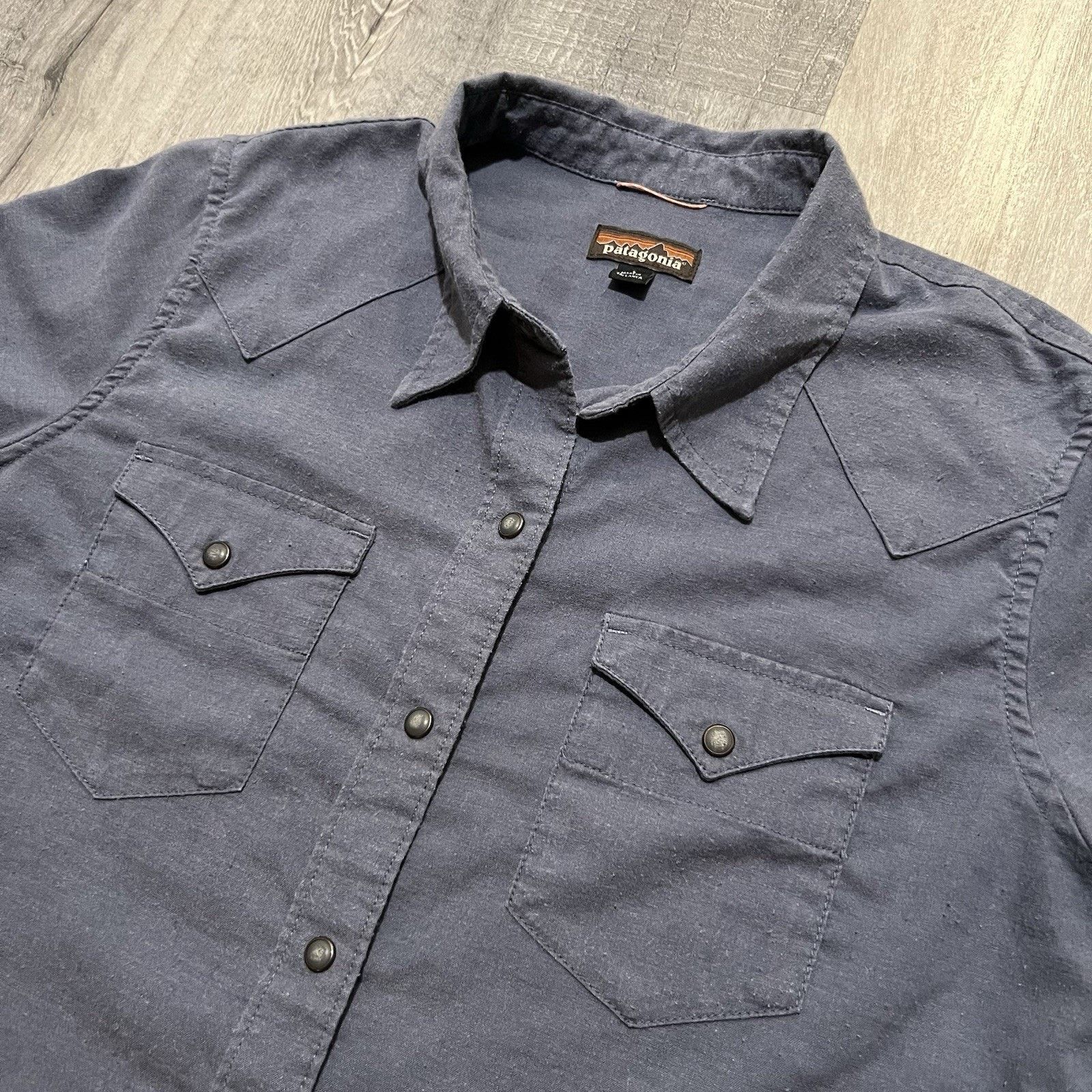 Patagonia Patagonia Womens L Blue Hemp Western Snap Button Shirt Camp Size L / US 10 / IT 46 - 3 Thumbnail