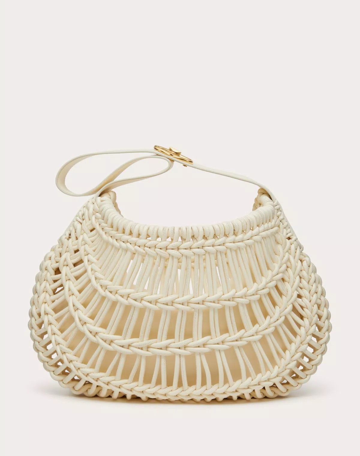 Valentino oc11z0725 Size:OS/Allknots Woven Leather Hobo Bag in White Size ONE SIZE - 3 Thumbnail