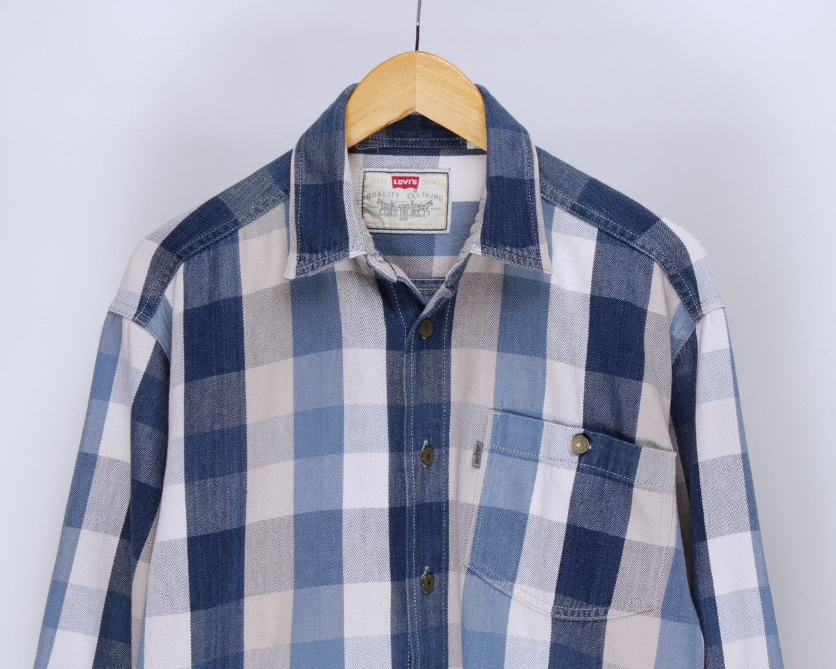 Levi's × Vintage LEVIS Vintage Authentic Plaid Metal Button Silver Tab Shirt Size US L / EU 52-54 / 3 - 2 Thumbnail