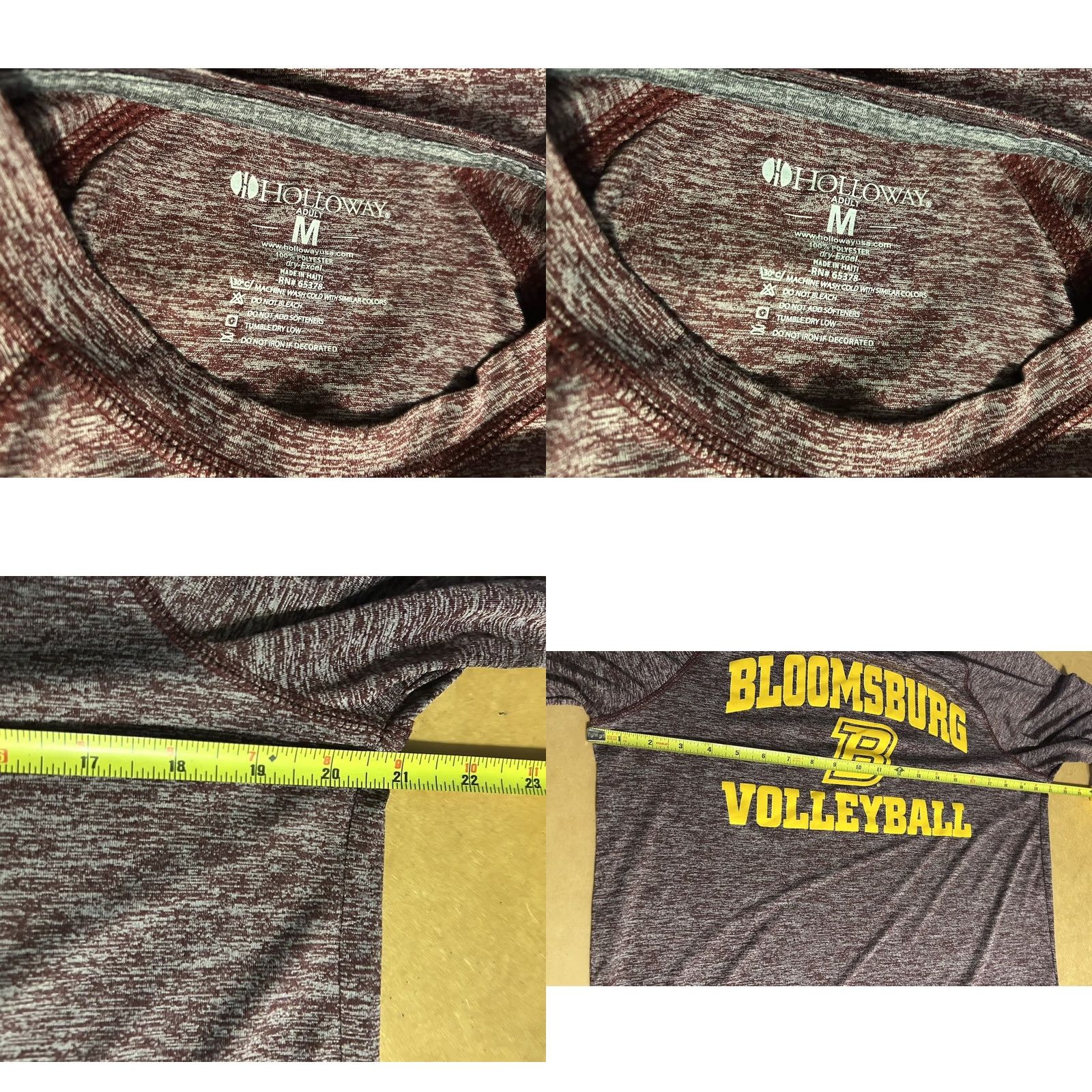 Holloway Bloomsburg University Volleyball Shirt Adult Medium Heather Maroon Short Sleeve Size US M / EU 48-50 / 2 - 8 Thumbnail