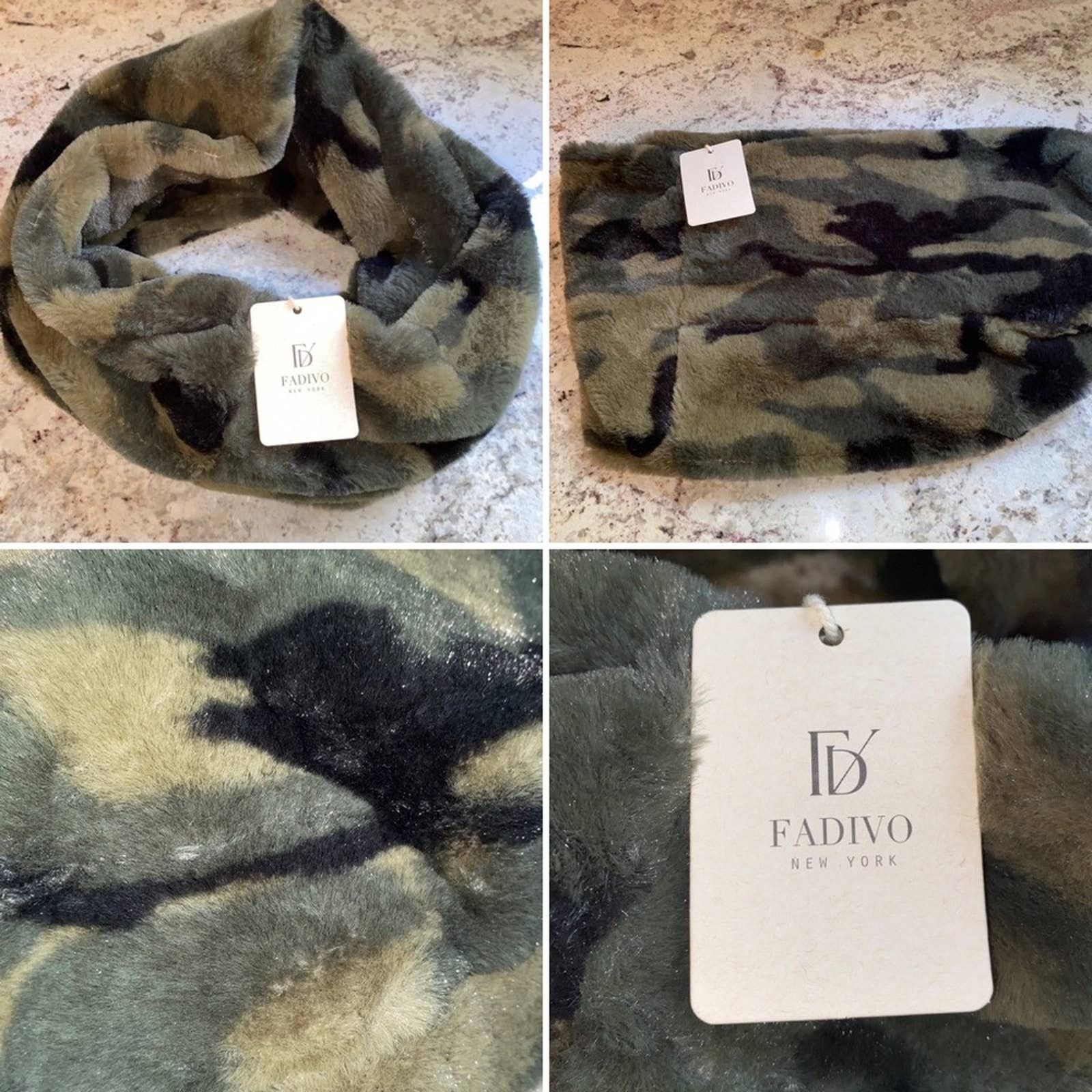 NOOKI CAMO FAUX FUR SCARF-BLACK main image 1
