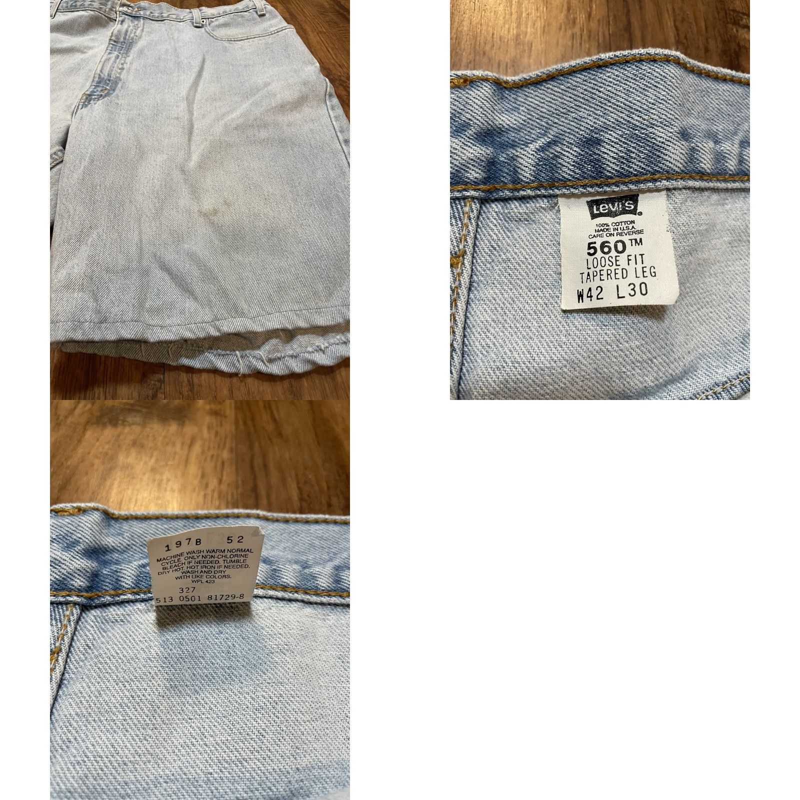 Levi's VINTAGE Levi’s 560 Light Blue Washed Jorts 90s Baggy Size 40x9 Denim Casual Mens 40in Waist 9in Inseam Size US 40 / EU 56 - 8 Thumbnail