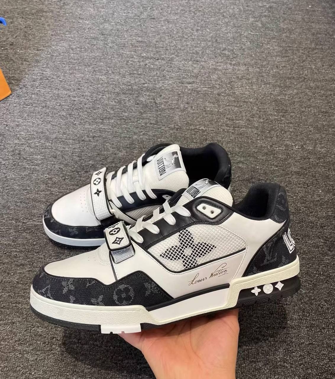 LV Trainer sneakers black and white with velcro