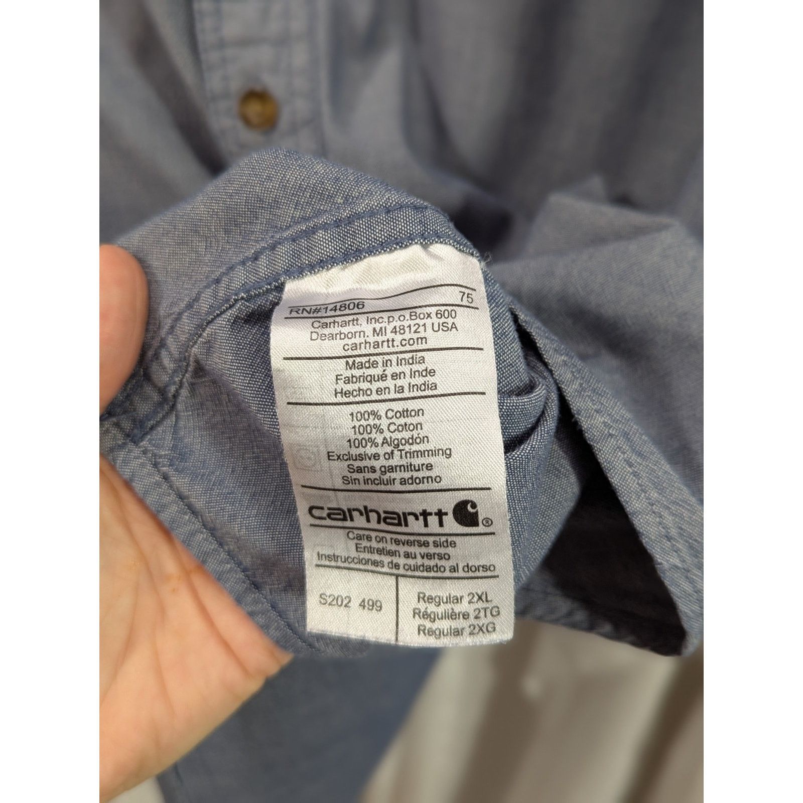 Carhartt Carhartt Heavy Cotton Canvas Work Shirt Blue Distressed 2XL Size US XXL / EU 58 / 5 - 6 Thumbnail