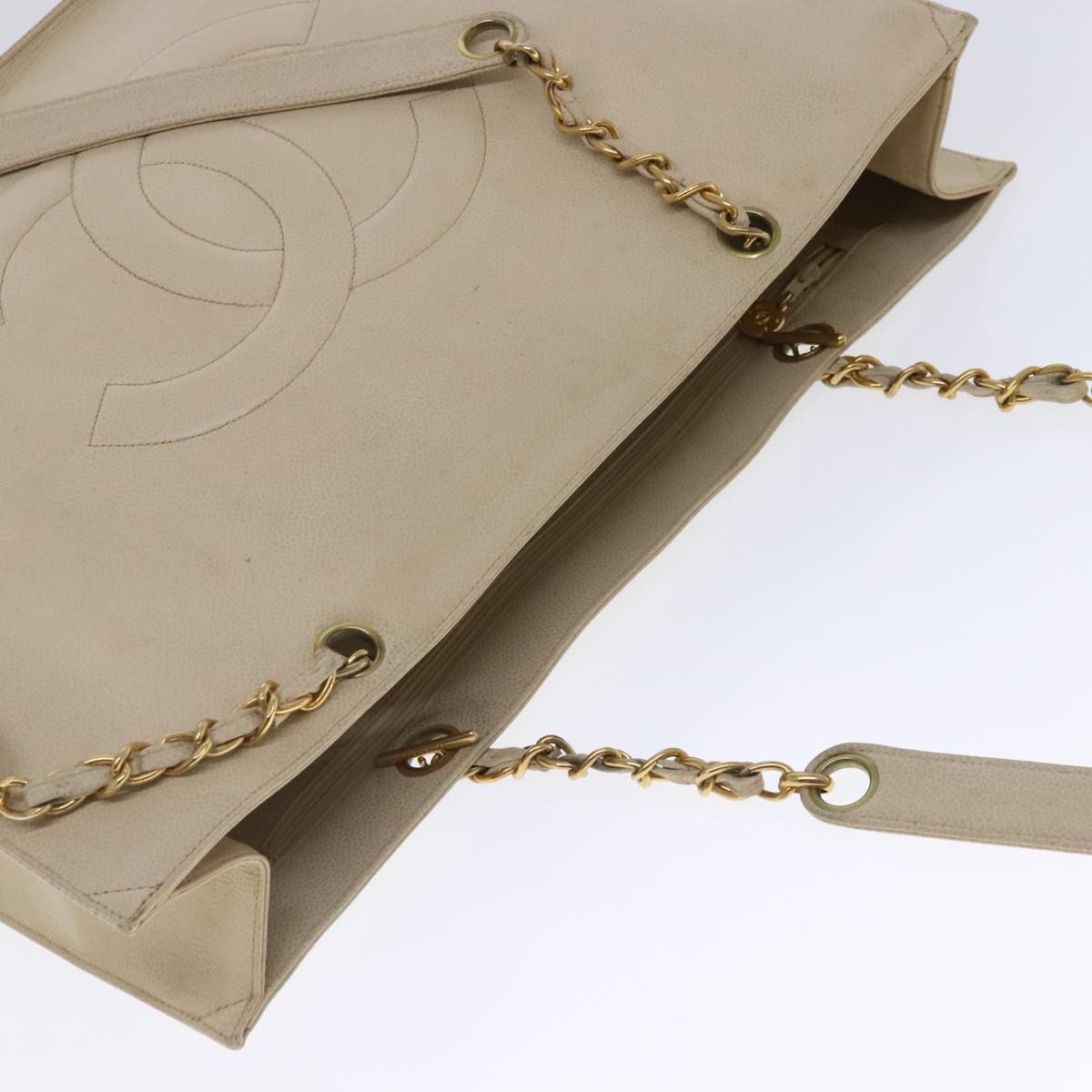 Chanel CHANEL Coco Mark Chain Tote Bag Caviar Skin Beige Gold CC Size ONE SIZE - 6 Thumbnail