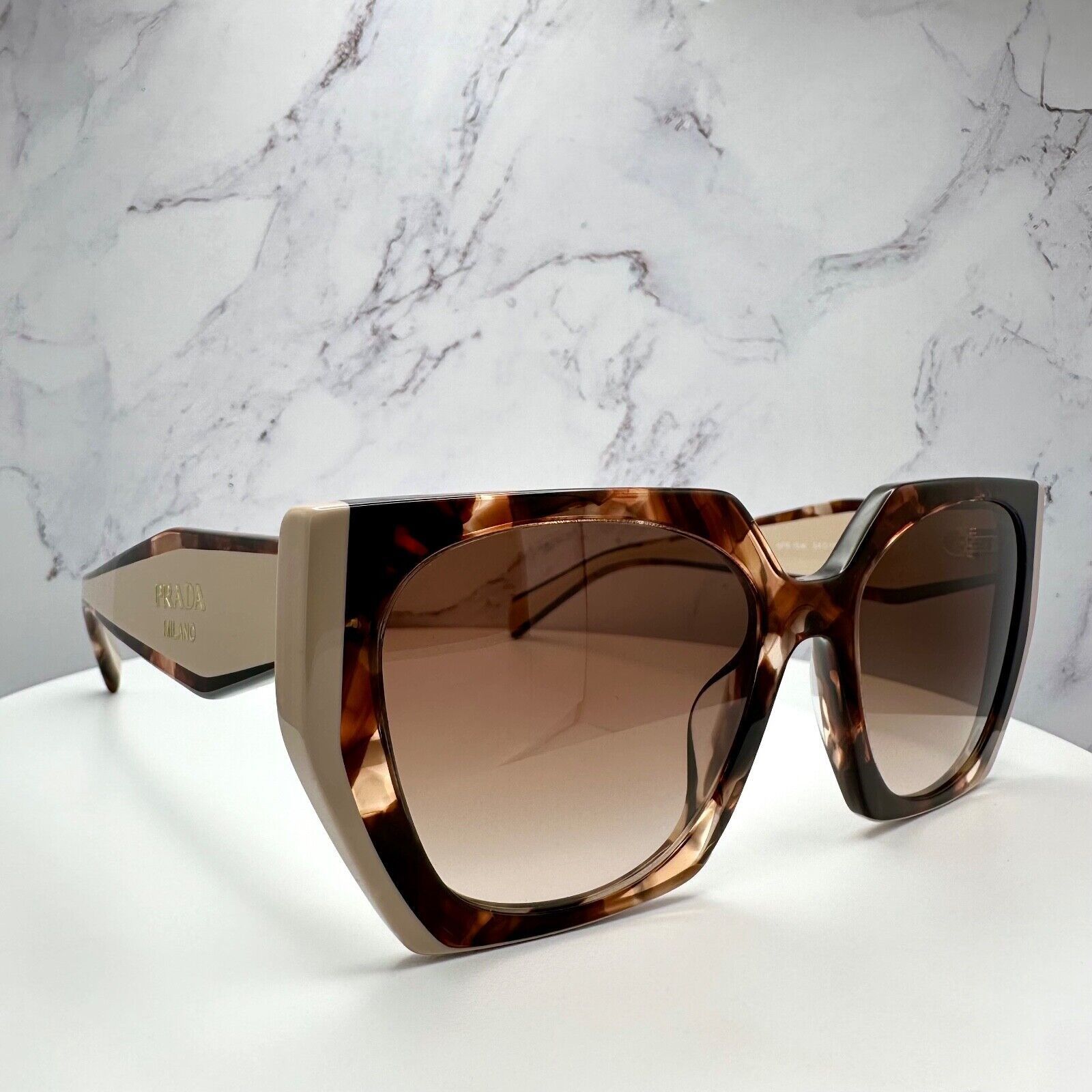 Prada New PRADA Sunglasses Symbole Logo Brown Beige Tortoise Gold Size ONE SIZE - 18 Thumbnail